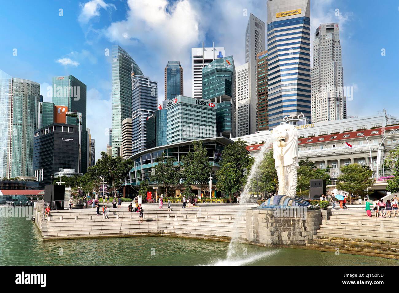 Singapur. Marina Bay. Der Merlion Stockfoto