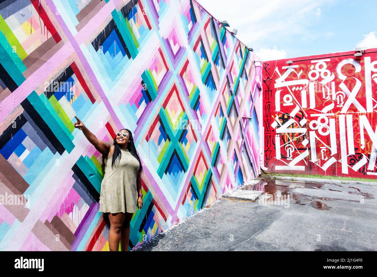 Miami Florida, Wynwood Art District, Wände, Kunst, Schwarze Erwachsene, weibliche Frauen, Posen, FL160830032Nur für Erwachsene Stockfoto