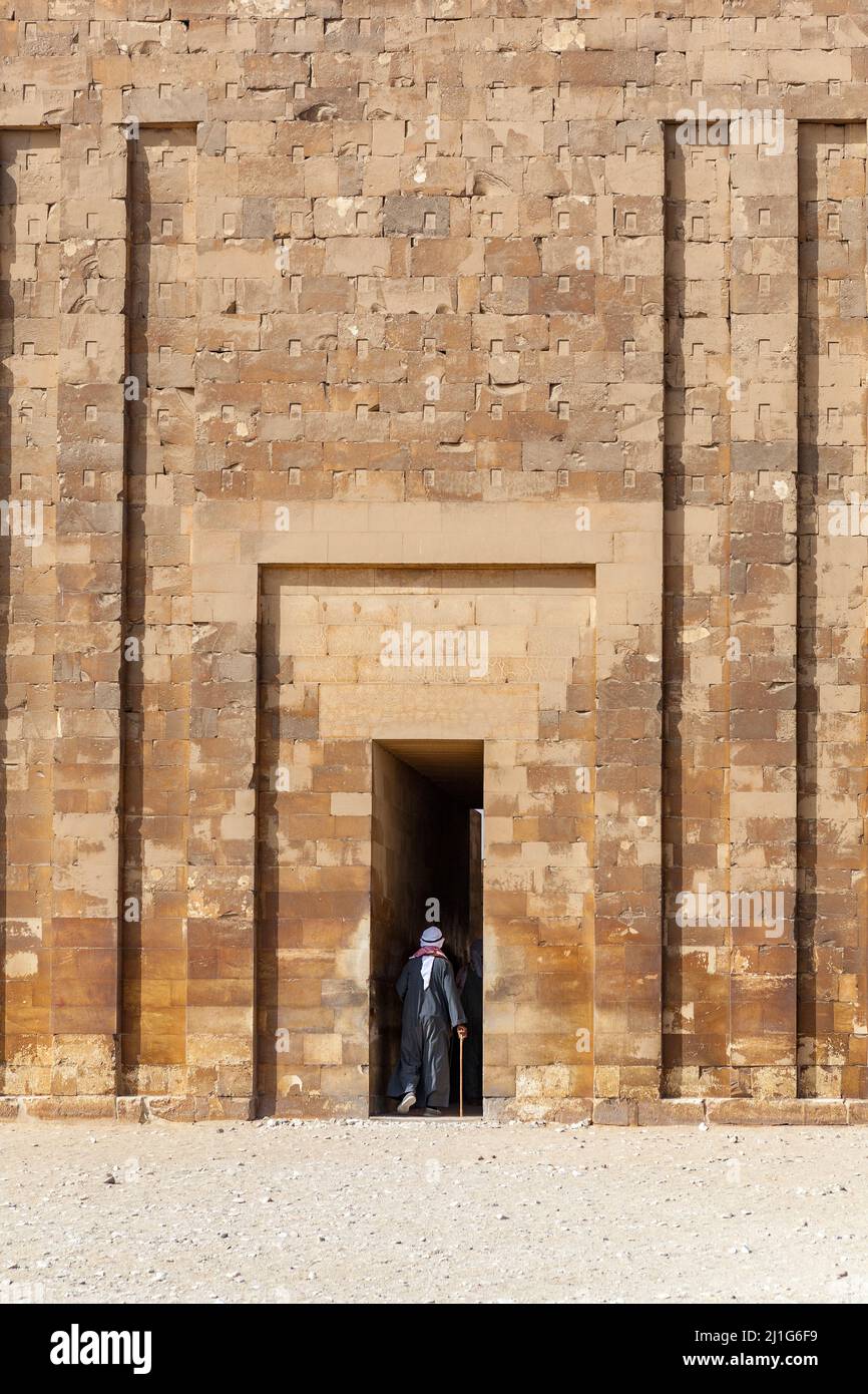 Eintritt in den Grabkomplex von Djoser in Saqqara Stockfoto