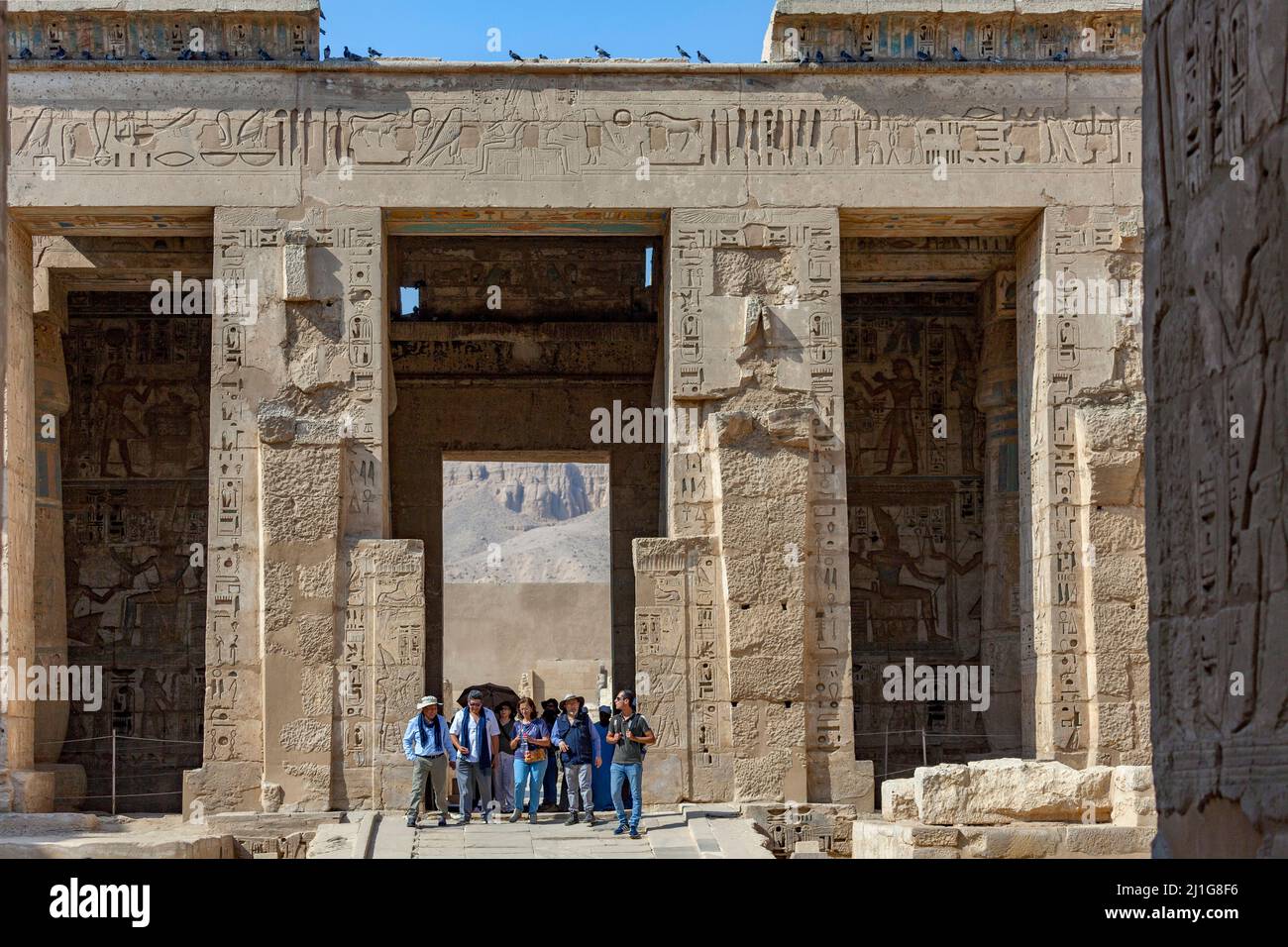 Tor am Totentempel von Ramesses III, Medinet Habu Stockfoto