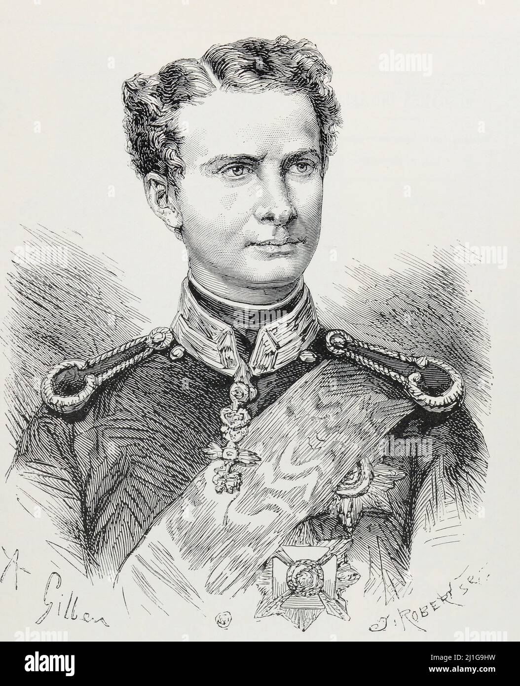 LE ROI LOUIS II, DE Bavière - (eng trad : KÖNIG LOUIS II VON BAYERN ) - Auszug aus 'L'Illustration Journal Universel' - Französische Illustrierte Zeitschrift - 1870 Stockfoto