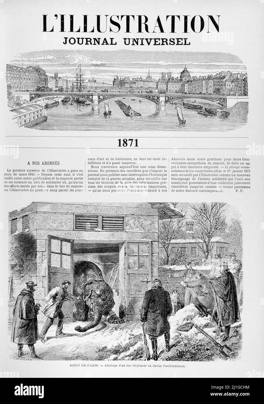 TITELSEITE - Auszug aus 'L'Illustration Journal Universel' - Französische Illustrierte Zeitschrift - 1871 Stockfoto