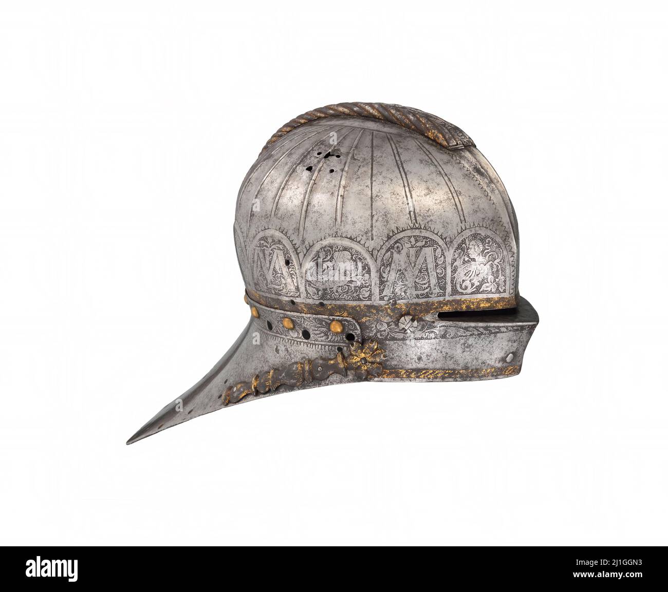 Der Jausting-Schläger (Rennhut) wurde für Ludwig II. (1506–1526), König von Ungarn und Böhmen, angefertigt. (Mit Beschneidungspfad) ca. 1525 der Helm war für den S vorgesehen Stockfoto
