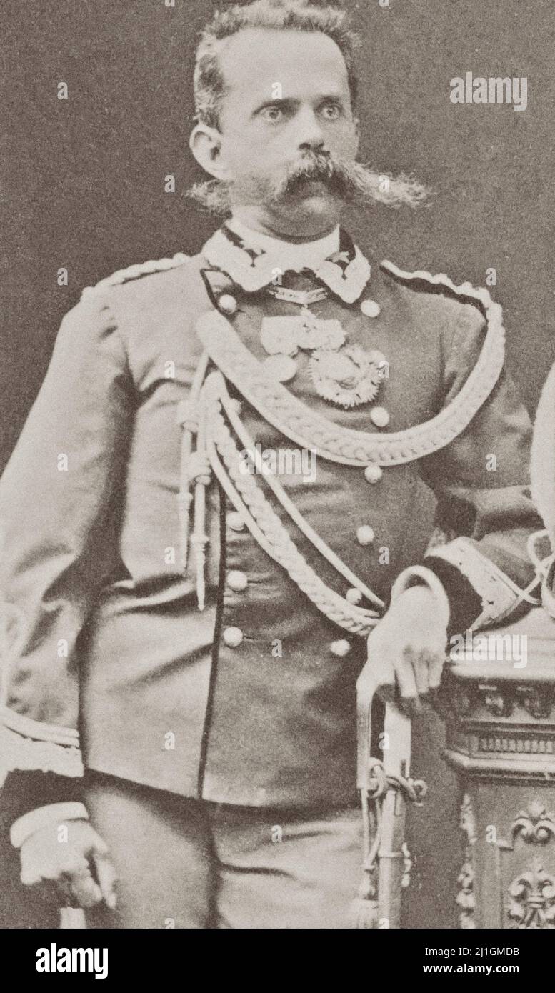 Vintage-Foto aus dem 19.. Jahrhundert von König Umberto I. von Italien. 1860-1880 Umberto I (Italienisch: Umberto Rainerio Carlo Emanuele Giovanni Maria Ferdinando Eugenio Stockfoto