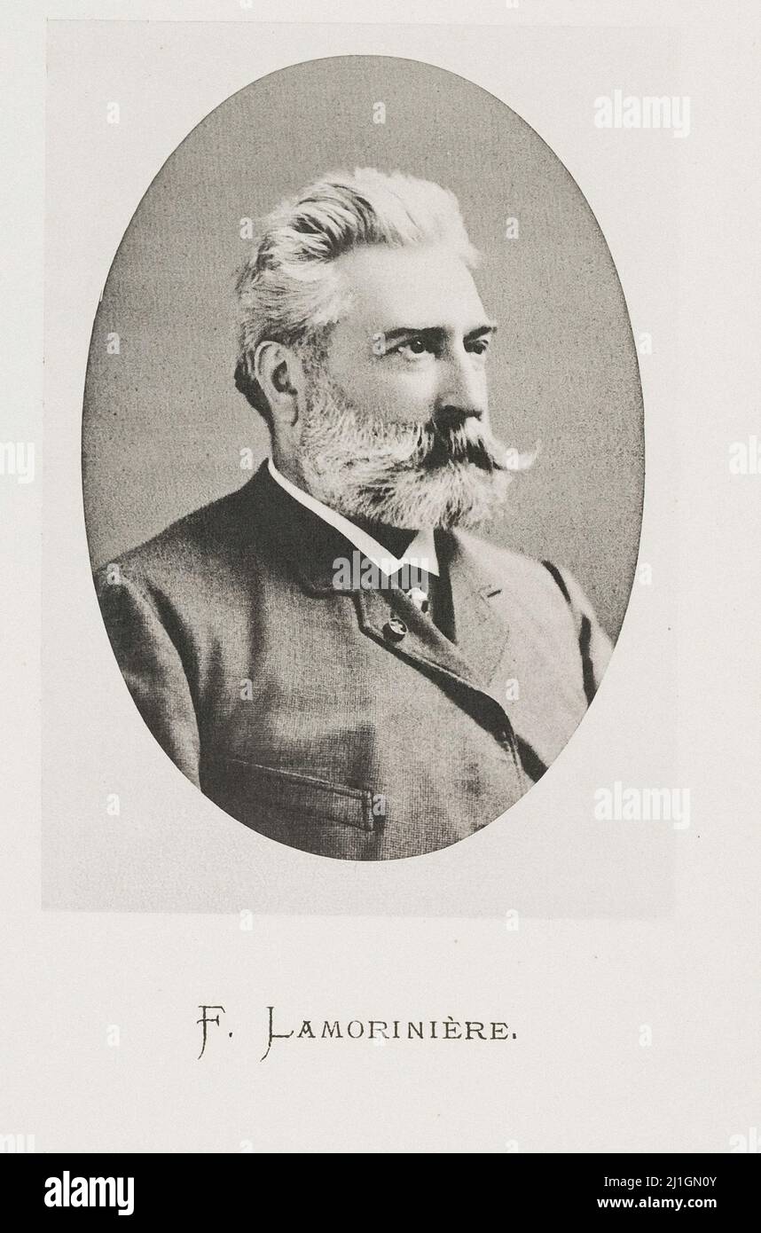 Porträt von François Lamorinière. Jean Pierre François Lamorinière oder François Lamorinière (1828 – 1911) war ein belgischer Landschaftsmaler, der am bekanntesten f war Stockfoto