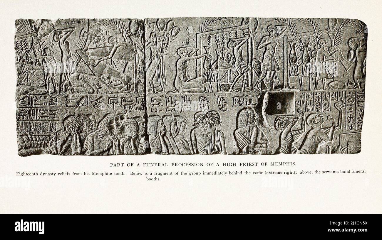 Das Alte Ägypten. Das Neue Königreich (1549–1069 v. Chr.). 1912 Teil einer Trauerprozession eines Hohenpriesters von Memphis. Die Reliefs der achtzehnten Dynastie. 1550-129 Stockfoto