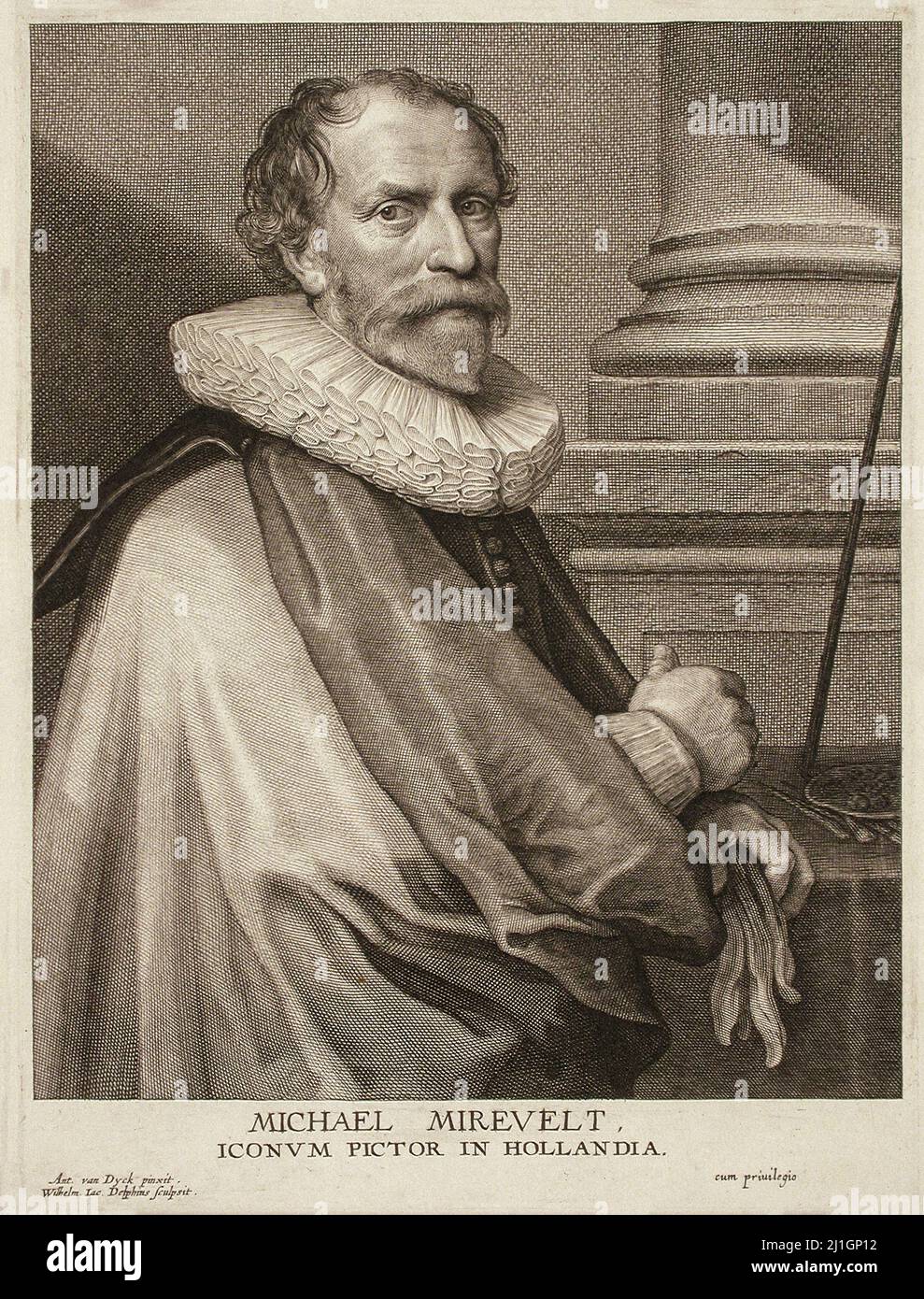 Gravurportrait von Michiel Janszoon van Mierevelt. 17.. Jahrhundert Michiel Janszoon van Mierevelt, oft abgekürzt als Michiel Jansz. Und der Nachname Stockfoto