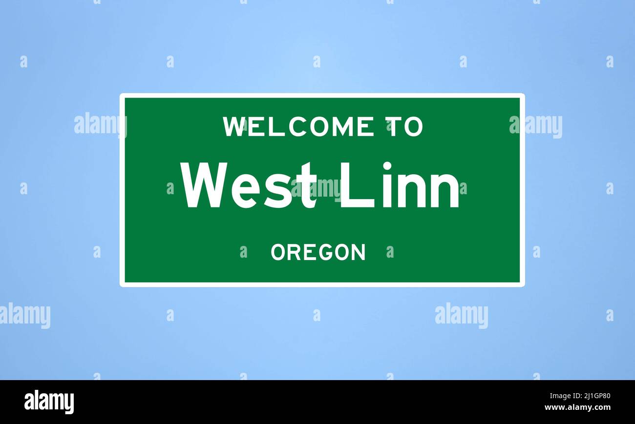 West Linn, Oregon City Limit Schild. Stadtschild aus den USA. Stockfoto
