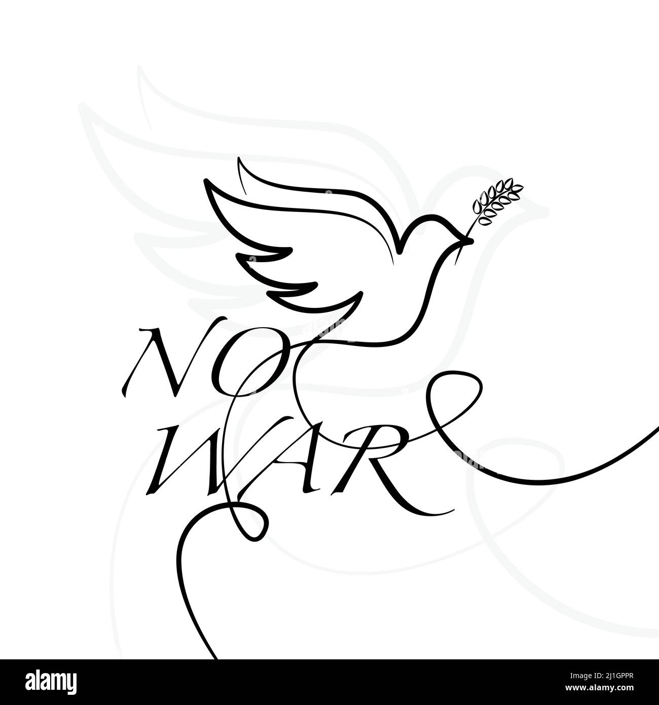 Lineart Taube Silhouette kein Krieg Stock Vektor