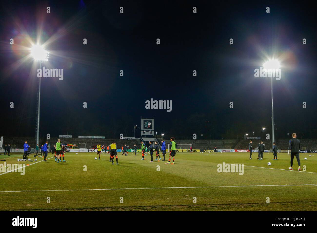 Sofia, Bulgarien. 25. März 2022. SOFIA, BULGARIEN - 25. MÄRZ: Allgemeiner Überblick über die Innenräume während des EM 2023 Qualifikationsspiel zwischen Bulgarien U23 und den Niederlanden U23 im Slavia Stadion am 25. März 2022 in Sofia, Bulgarien (Foto von Nikola Krstic/Orange Picics) Credit: Orange Pics BV/Alamy Live News Stockfoto