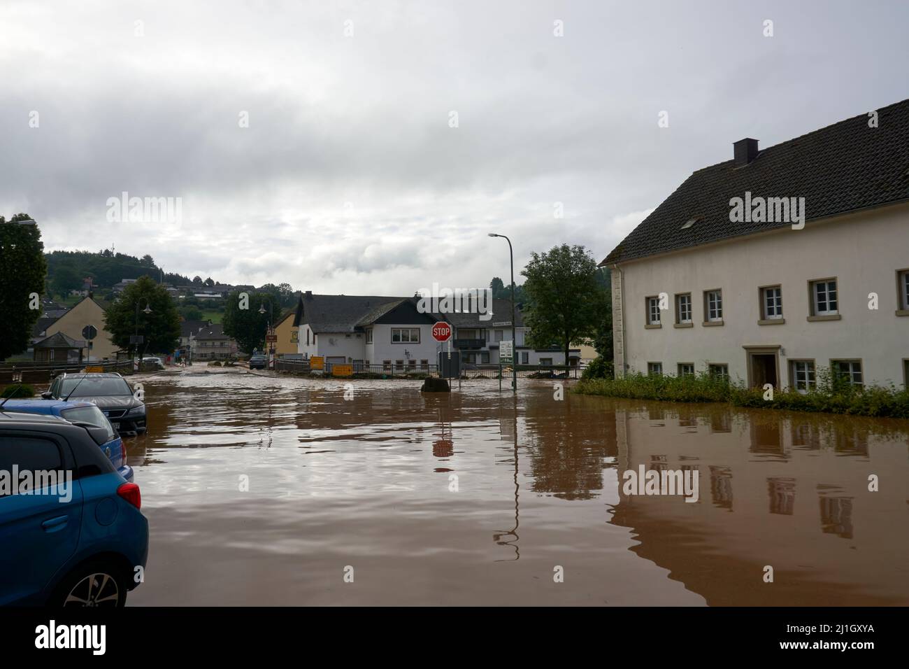 Sommerflut der Kyll in Mürlenbach in der Eifel im Juli 2021