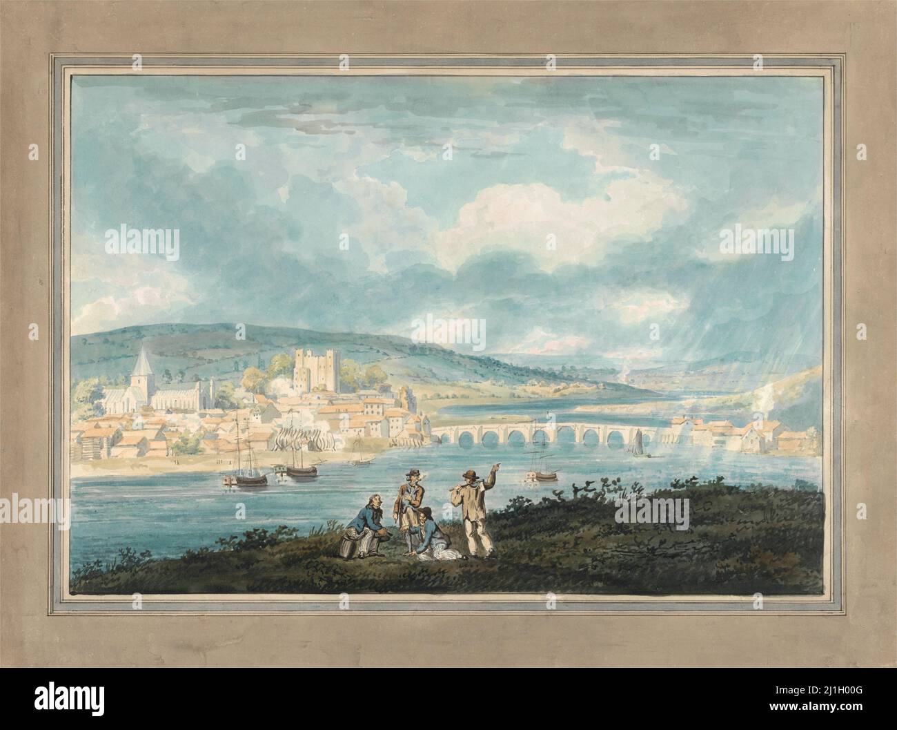 Rochester, Kent: Aus dem Norden. Thomas Girtin. c. 1790. Stockfoto