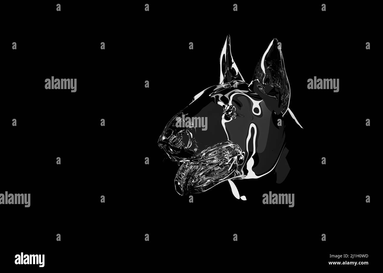 Abstrakt Bull Terrier Kopf für 3D Spiel. 3D Rendering, Haustiere fair Thema Logo-Design. Stockfoto
