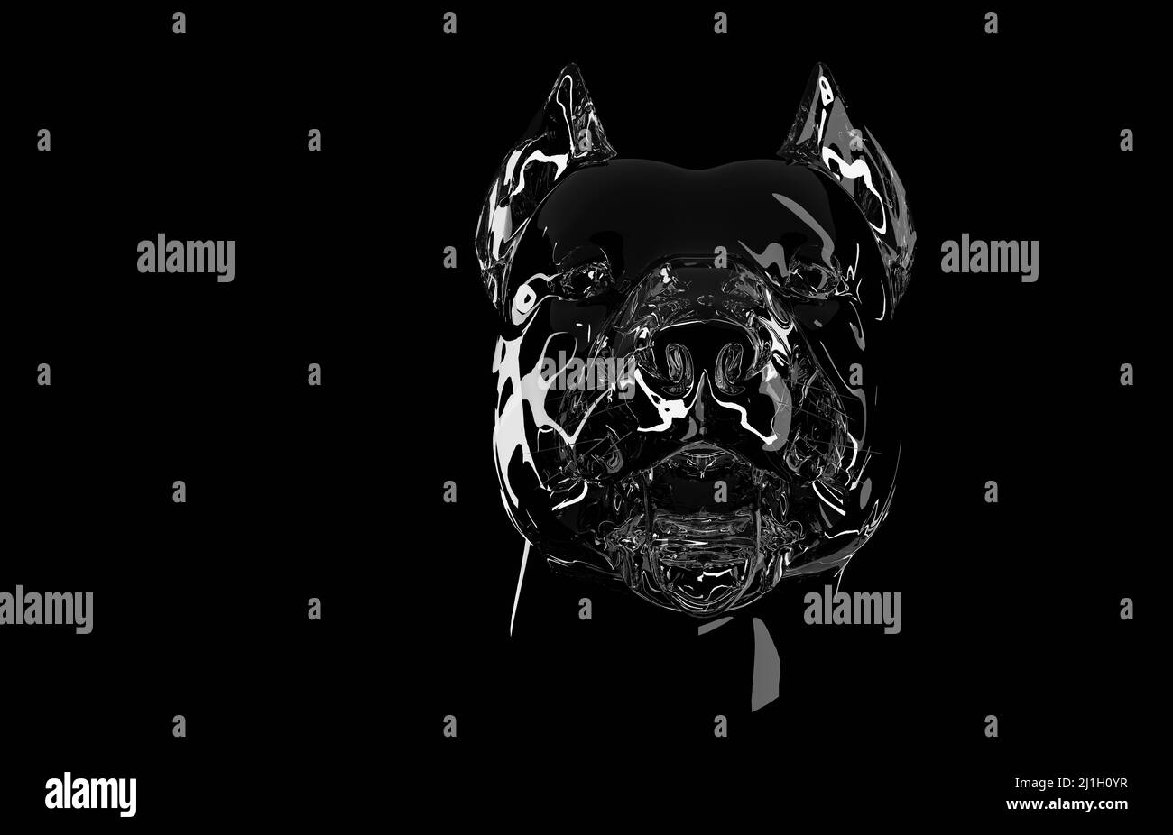 Abstrakter Pitbull. Haustiere, Hundeliebhaber, Tier-Design-Element isoliert auf schwarzem Hintergrund. Edles Tier 3D Rendering. Stockfoto