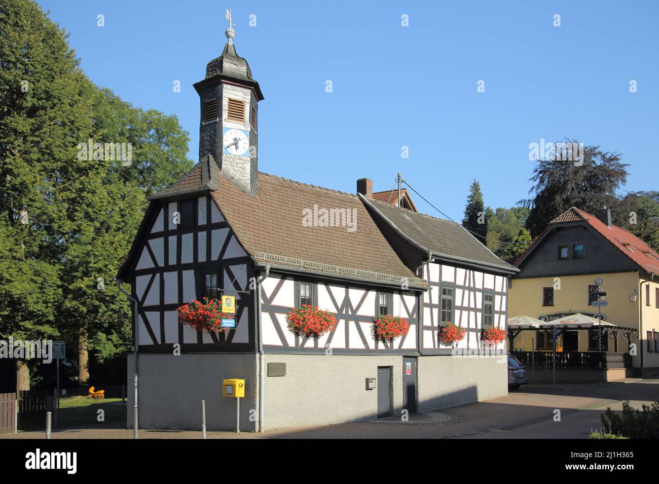 Historisches Rathaus in Engenhahn im Taunus, Hessen, Deutschland Stockfoto