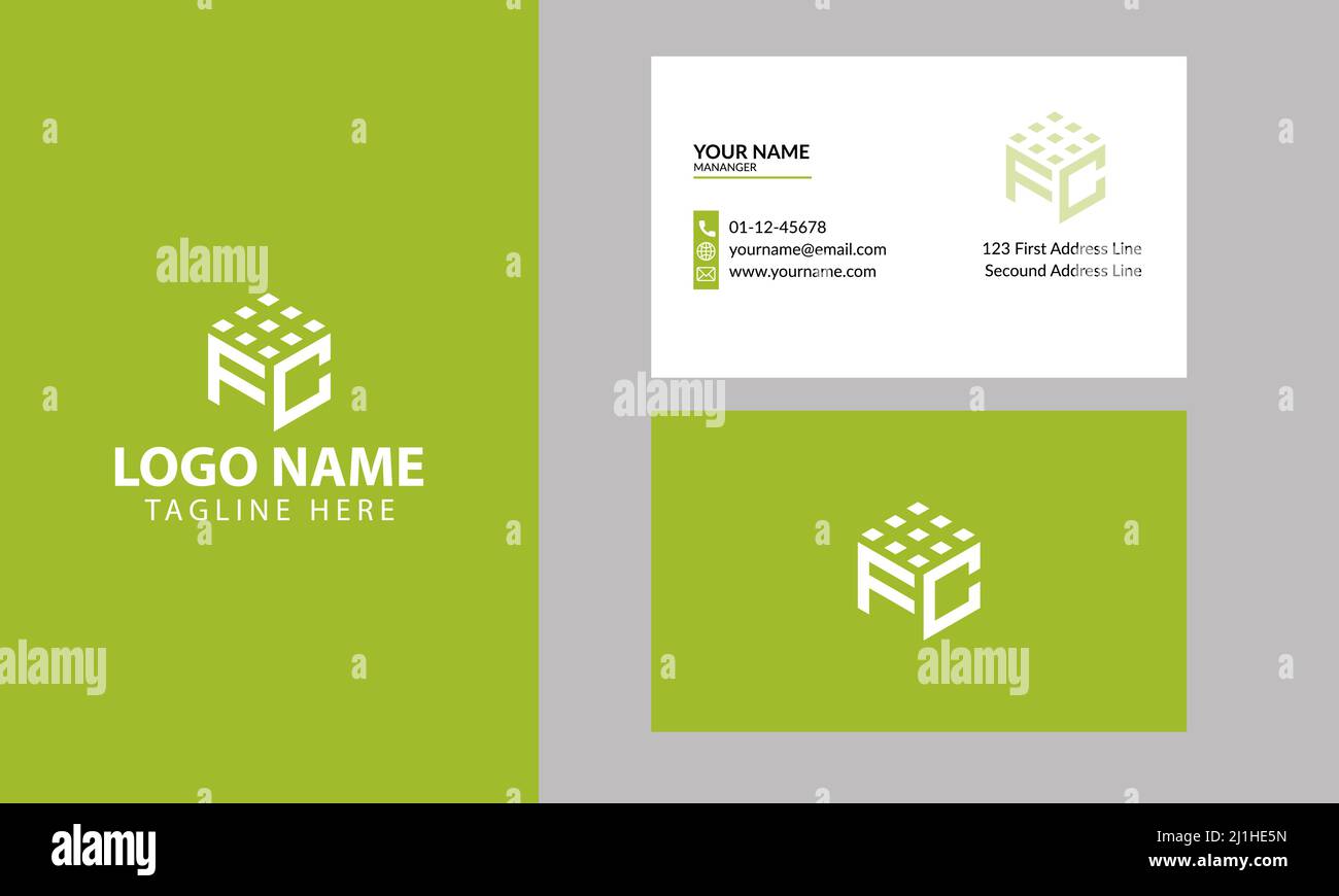Cube FC Letter-Logo. Immobilien und Bau FC Logo-Design für Unternehmen Firmenzeichen mit Kreativ modern trendy mit einer minimalen Visitenkarte Stock Vektor