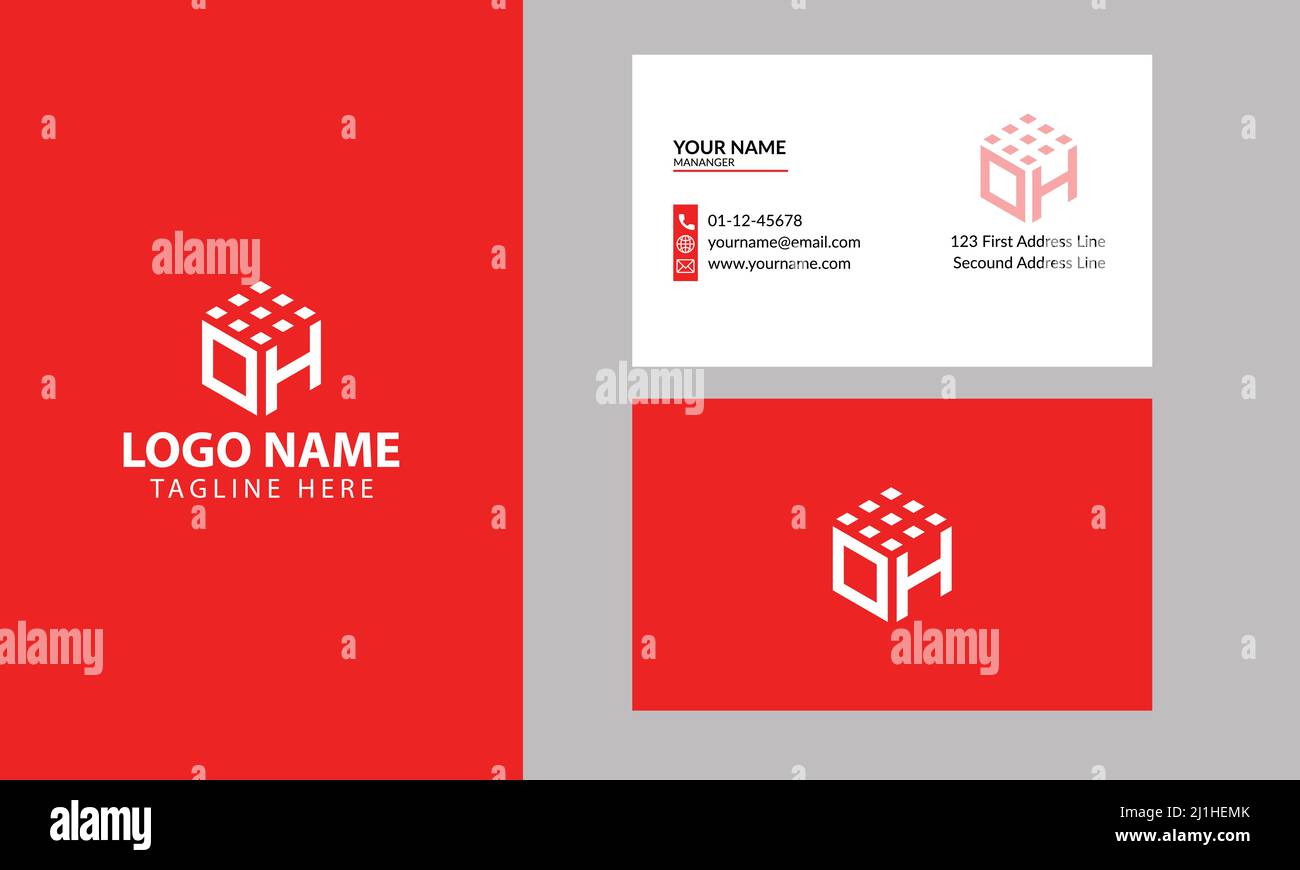 Cube DH Letter-Logo. Immobilien und Bau DH Logo-Design für Unternehmen Firmenzeichen mit Kreativ modern trendy mit einer minimalen Visitenkarte Stock Vektor