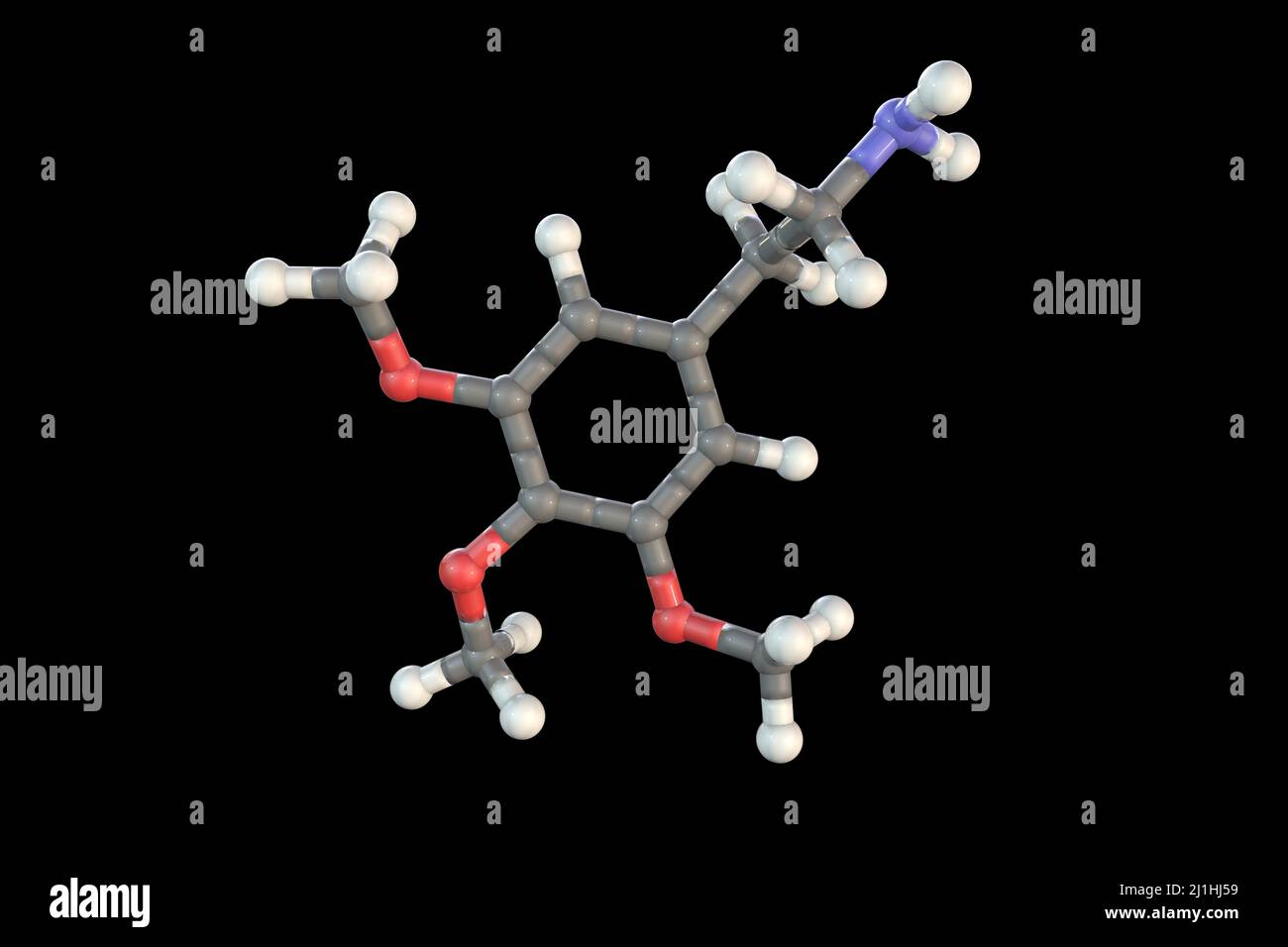Meskalin-Wirkstoffmolekül, Abbildung Stockfoto