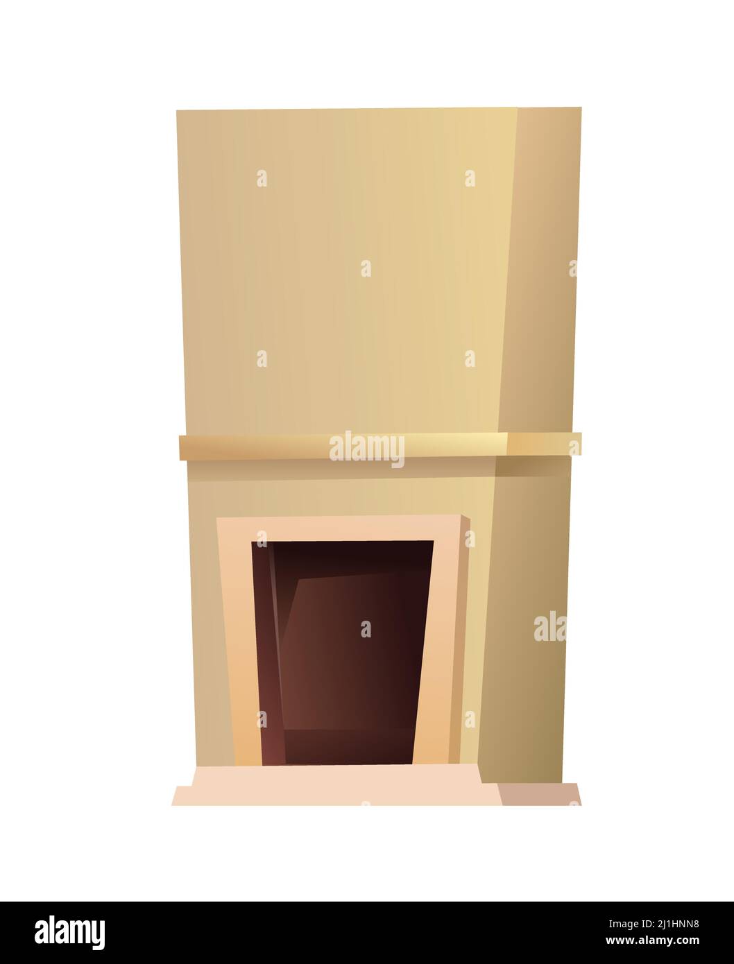 Kamin mit Kamin und Kaminsims für Wohnzimmer. Antiker Ofen zum Backen vom Feuer. Modernes, minimalistisches Design. Haus Herd Haus. Cartoon-Stil. Objekt Stock Vektor