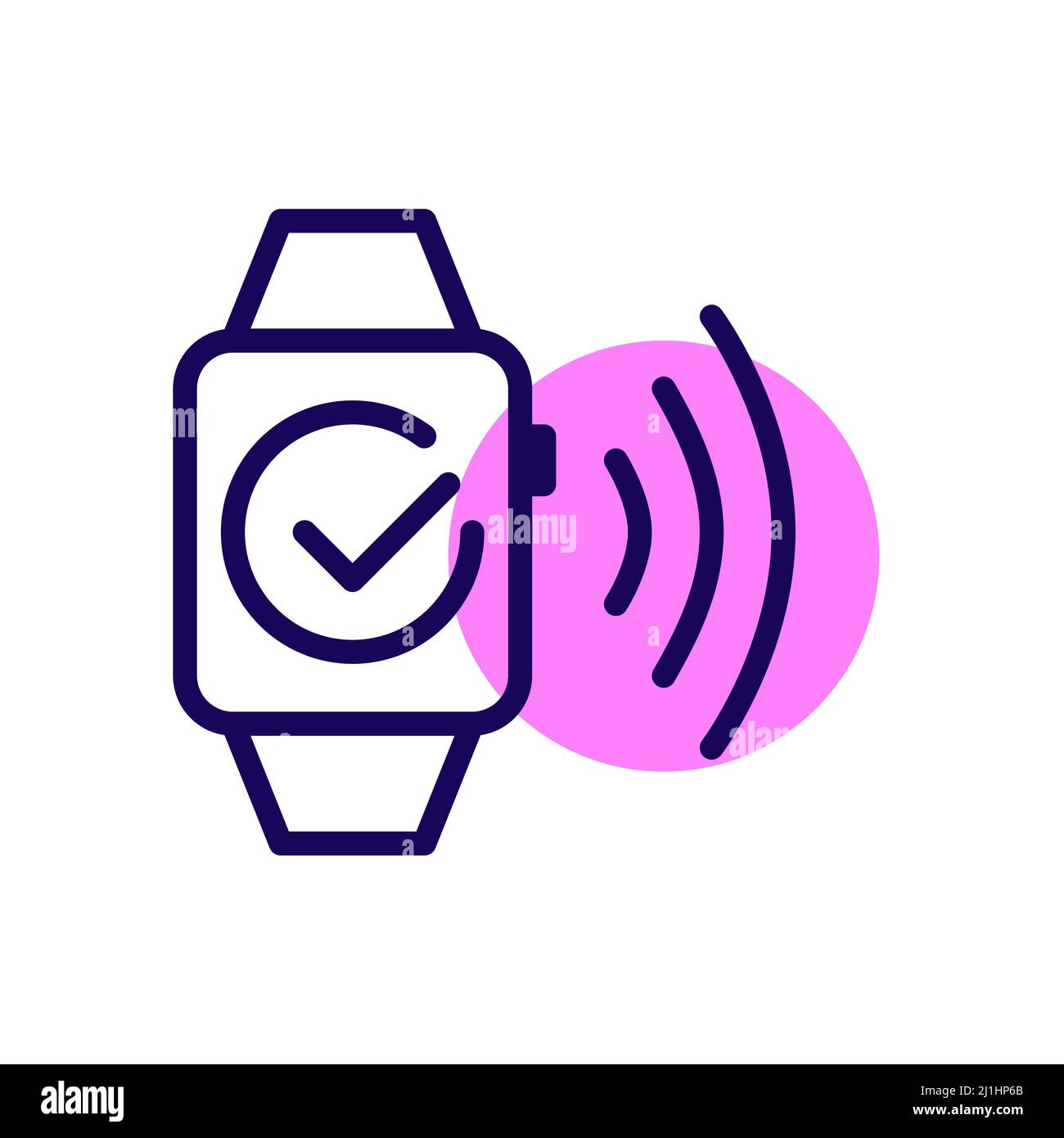 NFC-Zahlung für Smart Watch genehmigt. Pixel Perfect, bearbeitbares Kontursymbol Stock Vektor