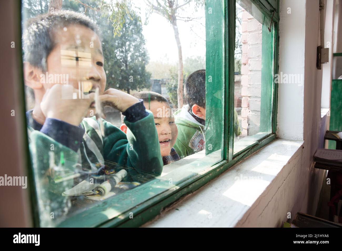 Ländliche Grundschüler Stockfoto