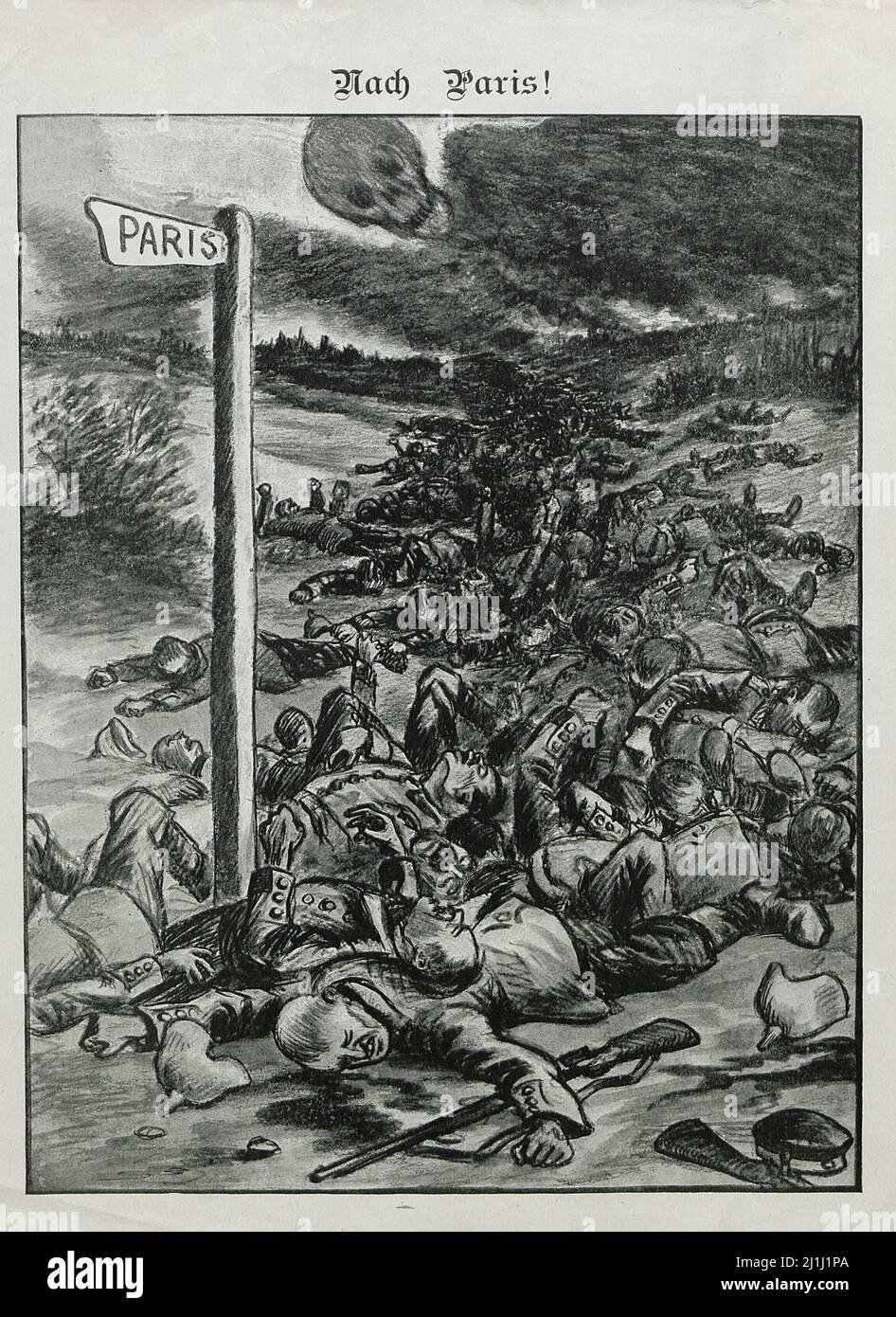 Altes Anti-Kriegs-, Anti-Deutsch-Plakat. Nach Paris! 1918 Stockfoto