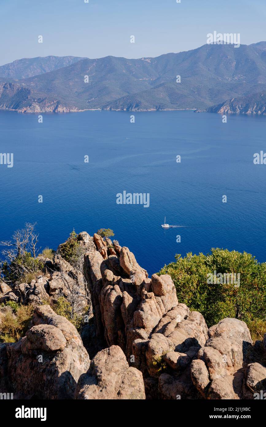 Naturschutzgebiet Scandola, Insel Korsika. Seascape, Südfrankreich Stockfoto