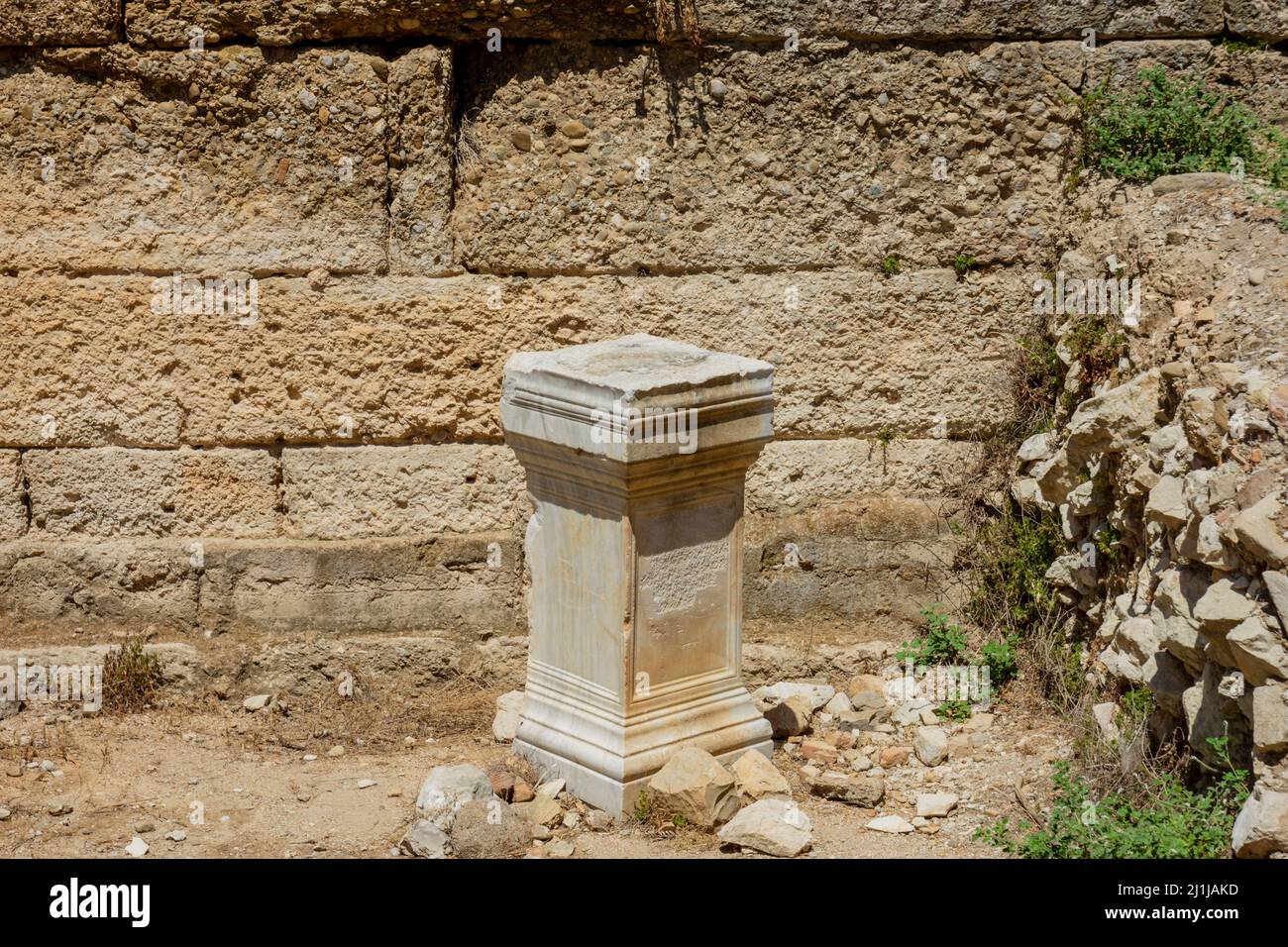 Die beeindruckendste antike Stadt von Pamphylia ist Aspendos, 35 km von Antalya entfernt. Stockfoto