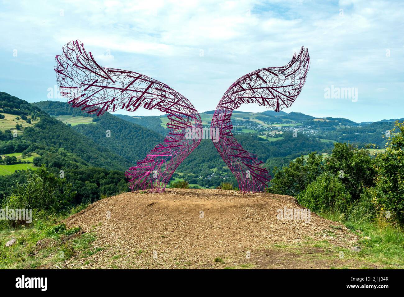 Horizons Kunst und Natur in Sancy 2021. Ich glaube, ich kann fliegen Arbeit von Gleb Dusavitskiy, Puy de Dome, Auvergne Rhone Alpes, Frankreich Stockfoto