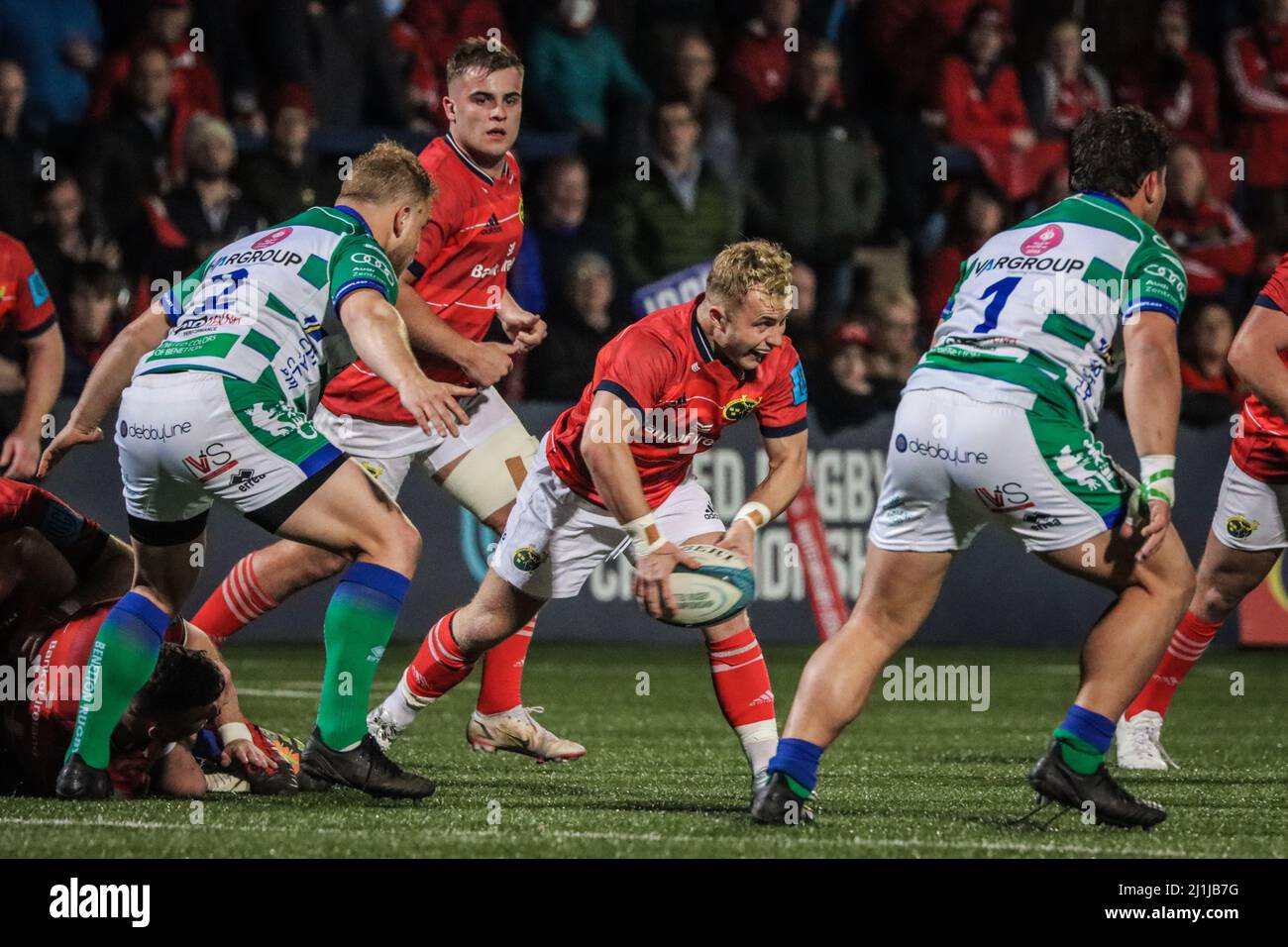 25. März 2022, Cork, Irland - Craig Casey beim United Rugby Championship Spiel zwischen Munster (51) und Benetton (22) Stockfoto