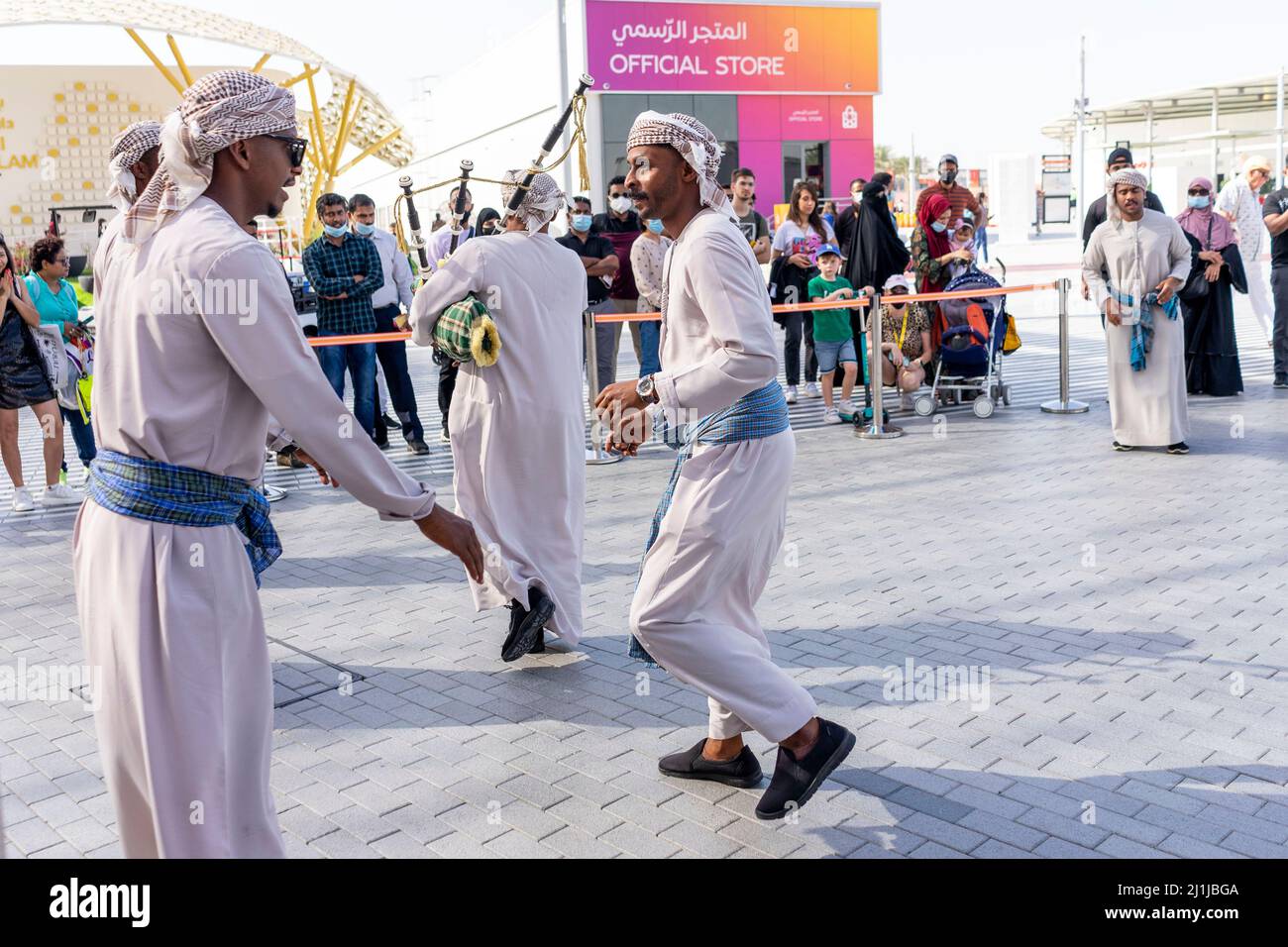 Khaleeji Band präsentiert sich auf der Expo 2020 in Dubai Stockfoto