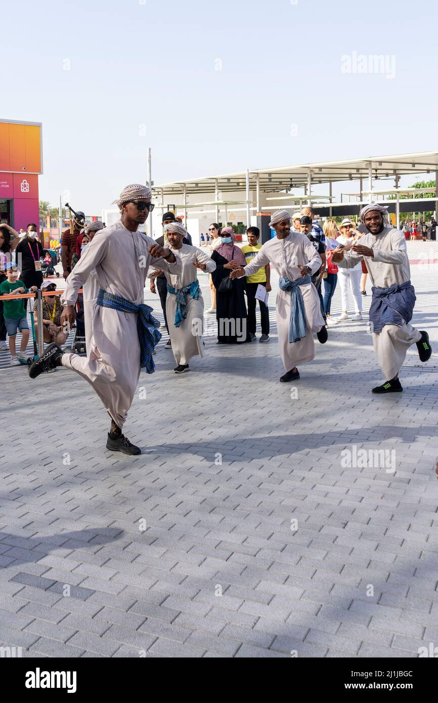 Khaleeji Band präsentiert sich auf der Expo 2020 in Dubai Stockfoto