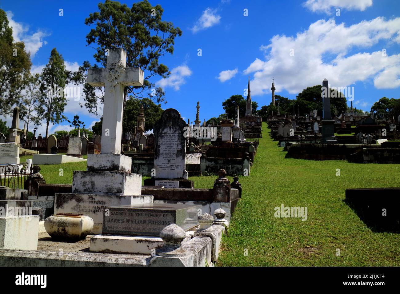 Grab auf dem historischen Toowong Friedhof in Brisbane Australien Stockfoto