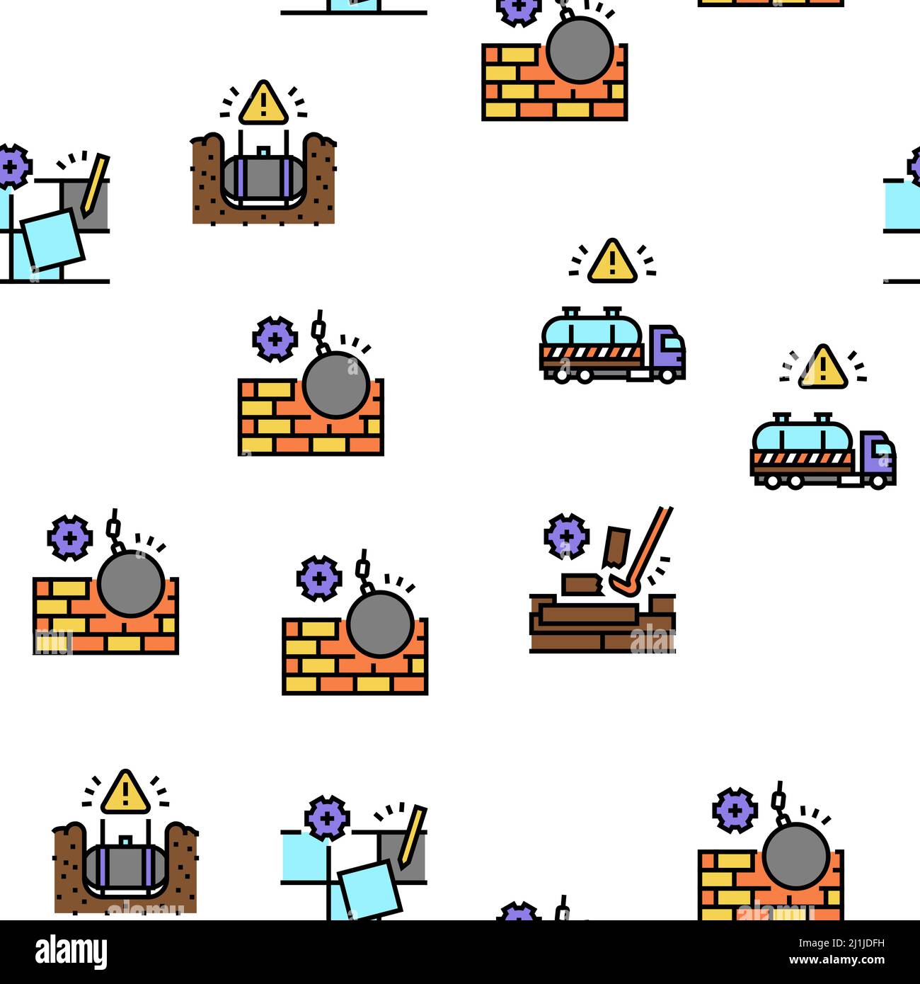 Demontage Konstruktionsprozess Vektor Nahtloses Muster Stock Vektor