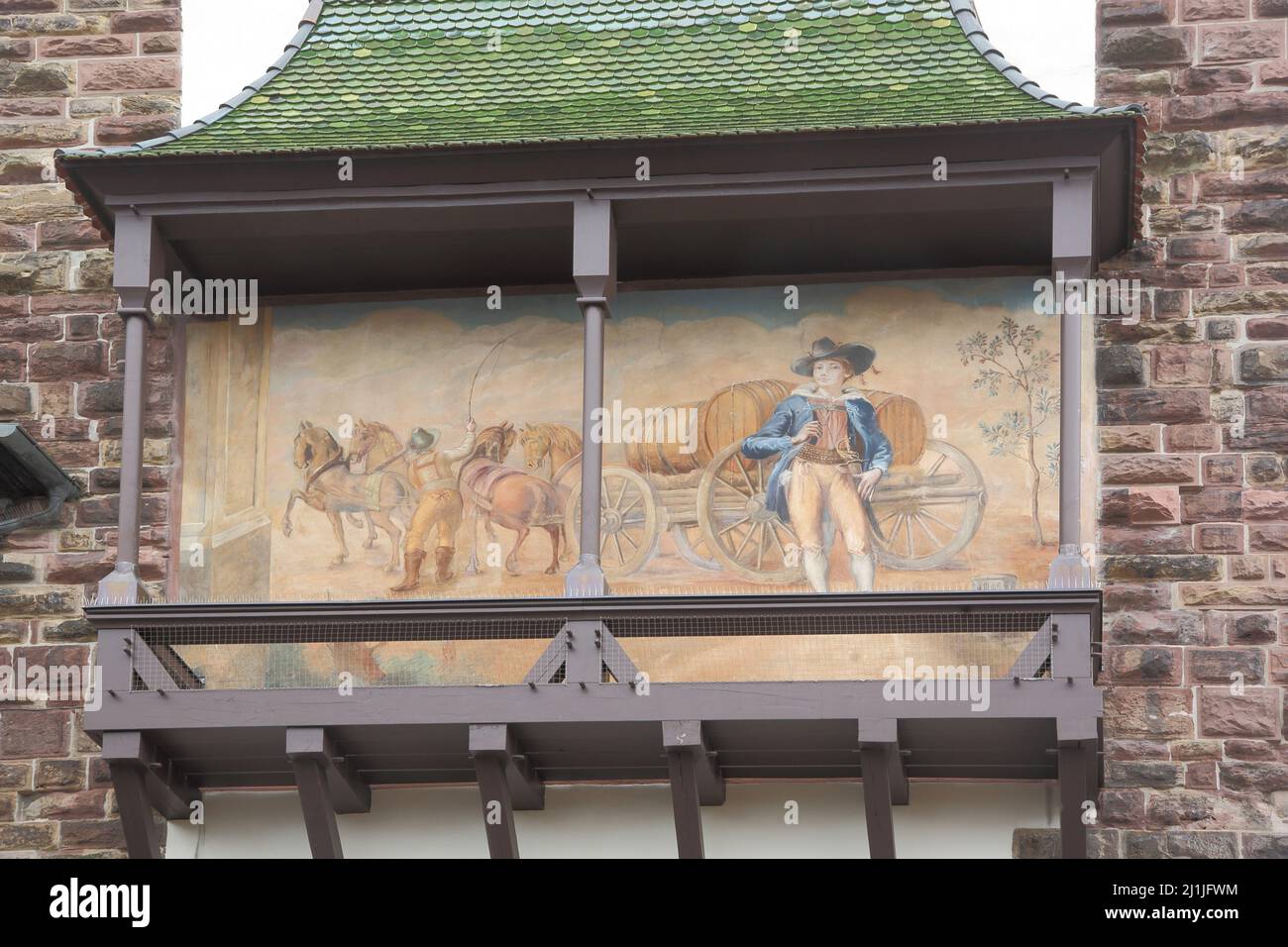 Wandgemälde am Schwabentor in Freiburg, Baden-Württemberg, Deutschland Stockfoto