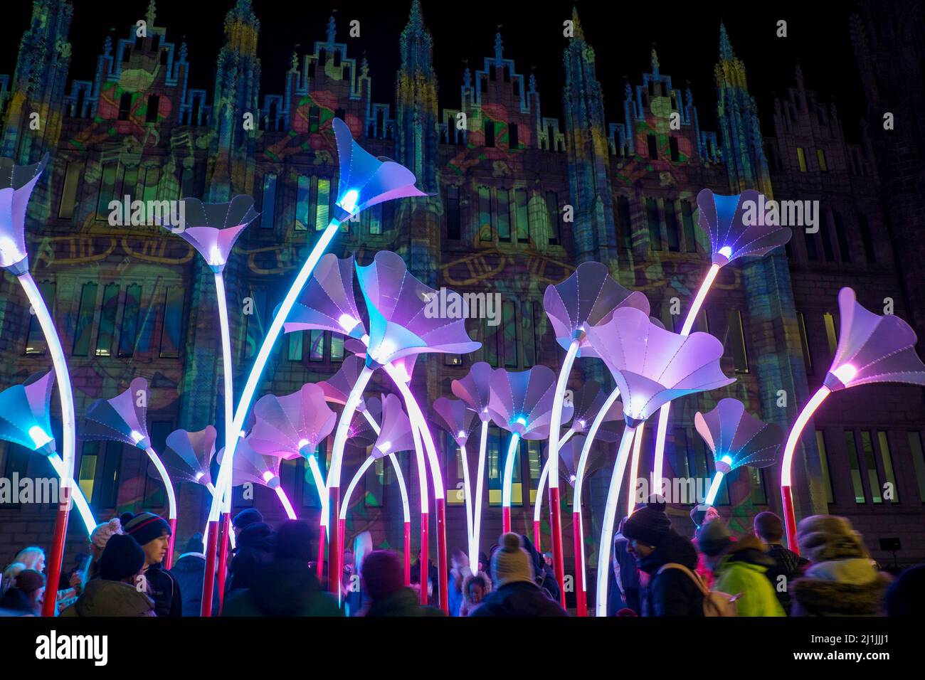 Aberdeen, Schottland - 11. Februar 2022: SPECTRA Light Festival in Aberdeen, Schottland Stockfoto