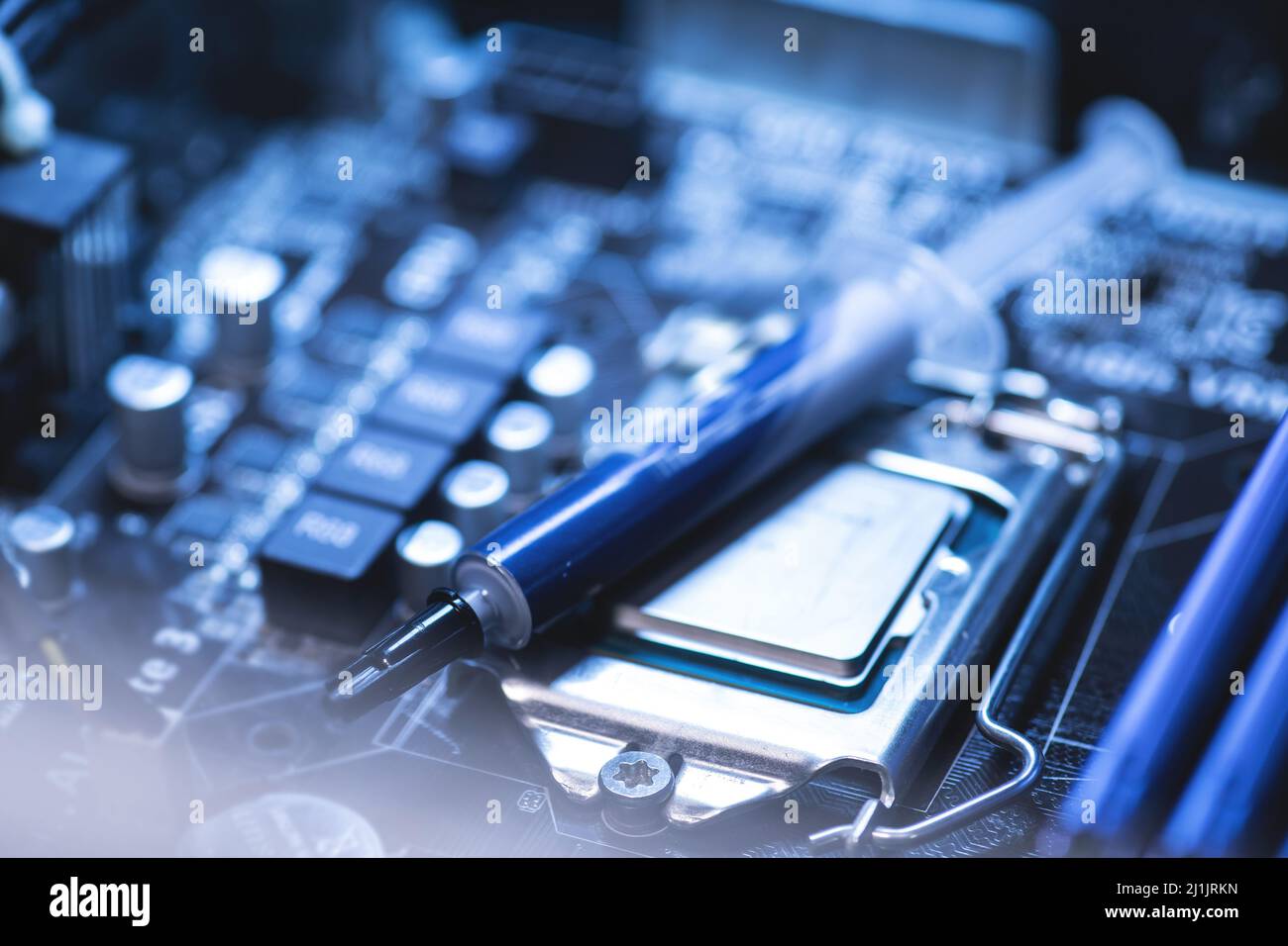 Wärmeleitpaste für die CPU im PC Stockfoto