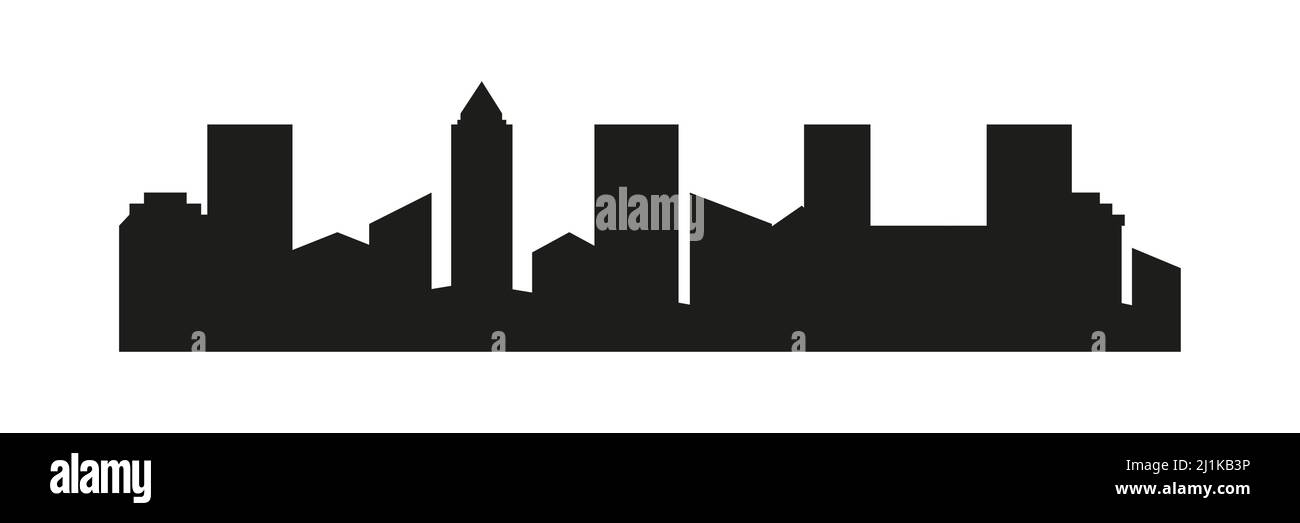 Stadtgebäude schwarze Silhouette. Stadtform. Skyline-Schild der Stadt. Stock Vektor