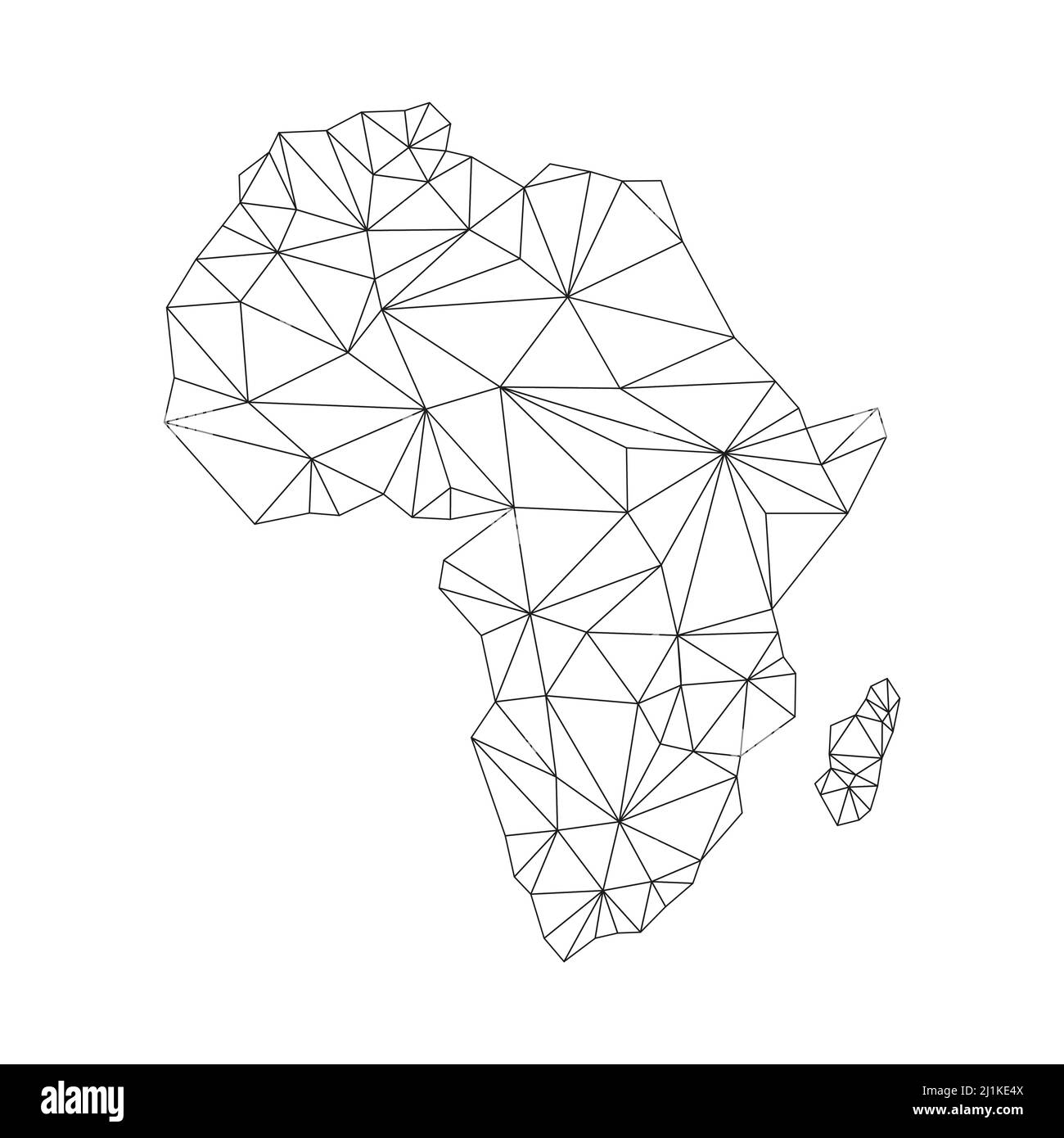 Afrika-Karte mit polygonalen Formen. Weltkarte linearer Kontinent. Karte des afrikanischen Kontinents mit dreieckigen Linienelementen. Stock Vektor