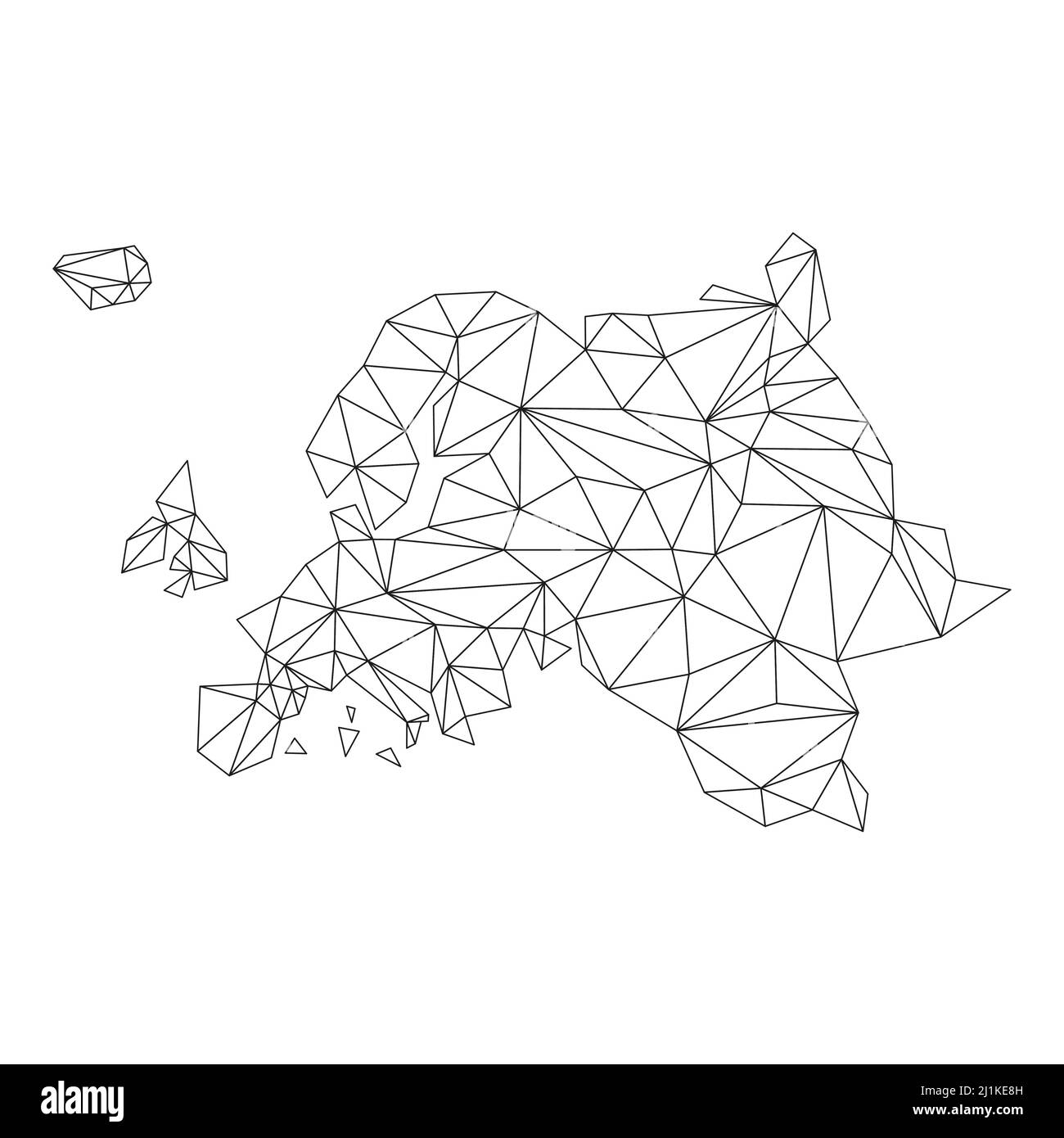 Europakarte mit polygonalen Formen. Weltkarte linearer Kontinent. Stock Vektor