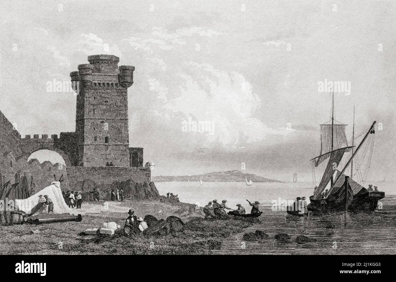 Rhodos, Griechenland, bevor es die Türkei war. Stahlstich aus dem 19.. Jahrhundert von Arnoul, Lemaitre direxit und Cholet. Stockfoto