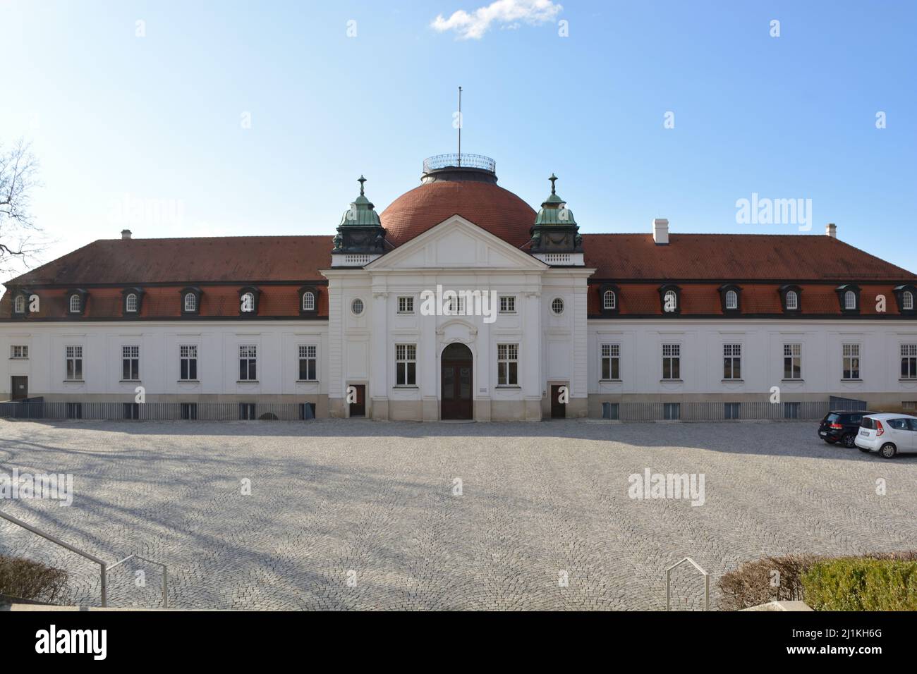 Fassade des Schiller-Nationalmuseums in seiner Heimatstadt Marbach am Neckar, Baden-Württemberg, Deutschland. Stockfoto