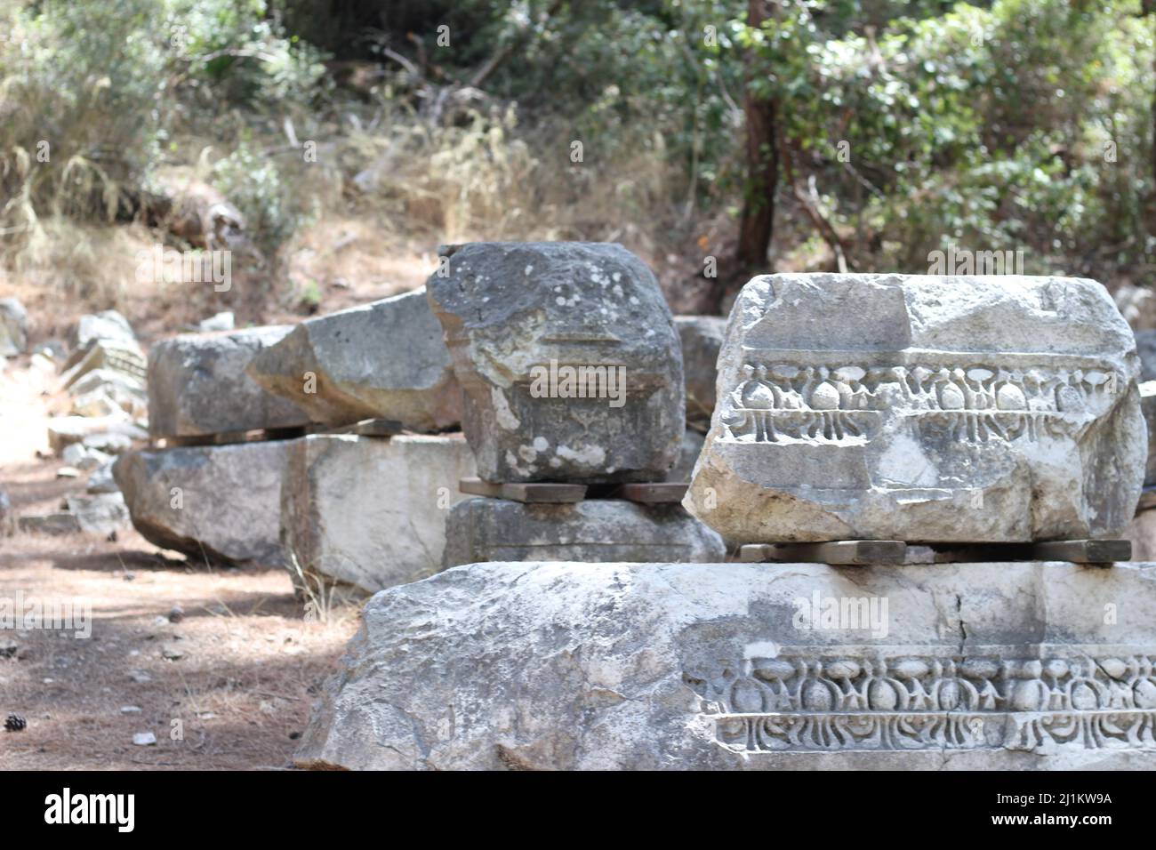 Antalya, Türkei, 05 2020. September: Antalya Phaselis Ancient City alias “Phaselis Antik Kenti. Ruinen von archäologischen Stätte. Stockfoto