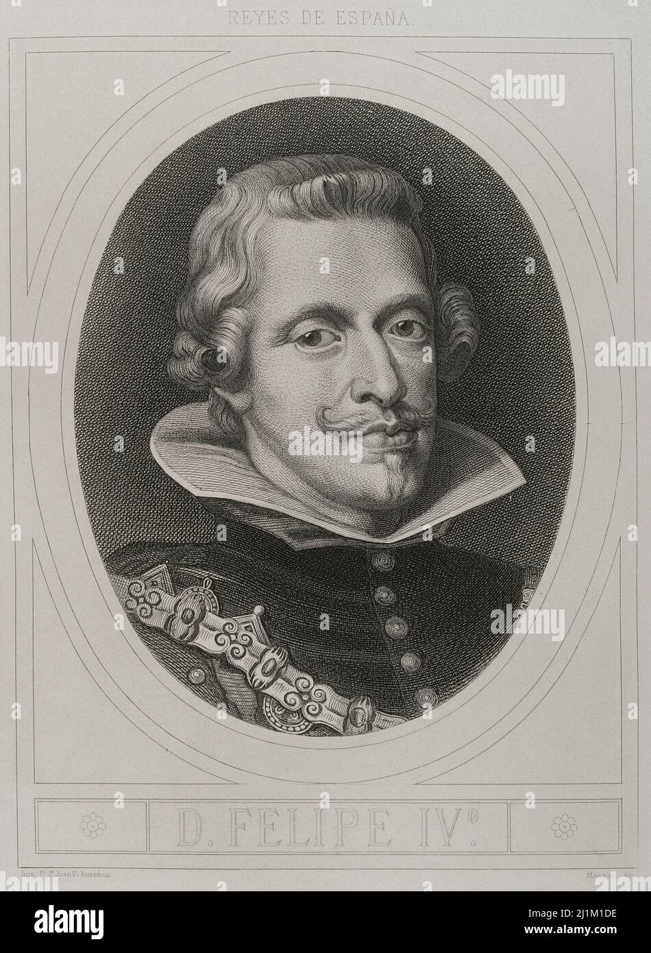 Philipp IV. (1605-1665). König von Spanien (1621-1665) und Portugal (1621-1640). Haus Österreich. Hochformat. Gravur von Masson. Lithographie von Magín Pujadas. Historia General de España, von Modesto Lafuente. Band III Veröffentlicht in Barcelona, 1879. Stockfoto Philipp IV. (1605-1665). König von Spanien (1621-1665) und Portugal (1621-1640). Haus Österreich. Hochformat. Gravur von Masson. Lithographie von Magín Pujadas. Historia General de España, von Modesto Lafuente. Band III Veröffentlicht in Barcelona, 1879. Stockfoto