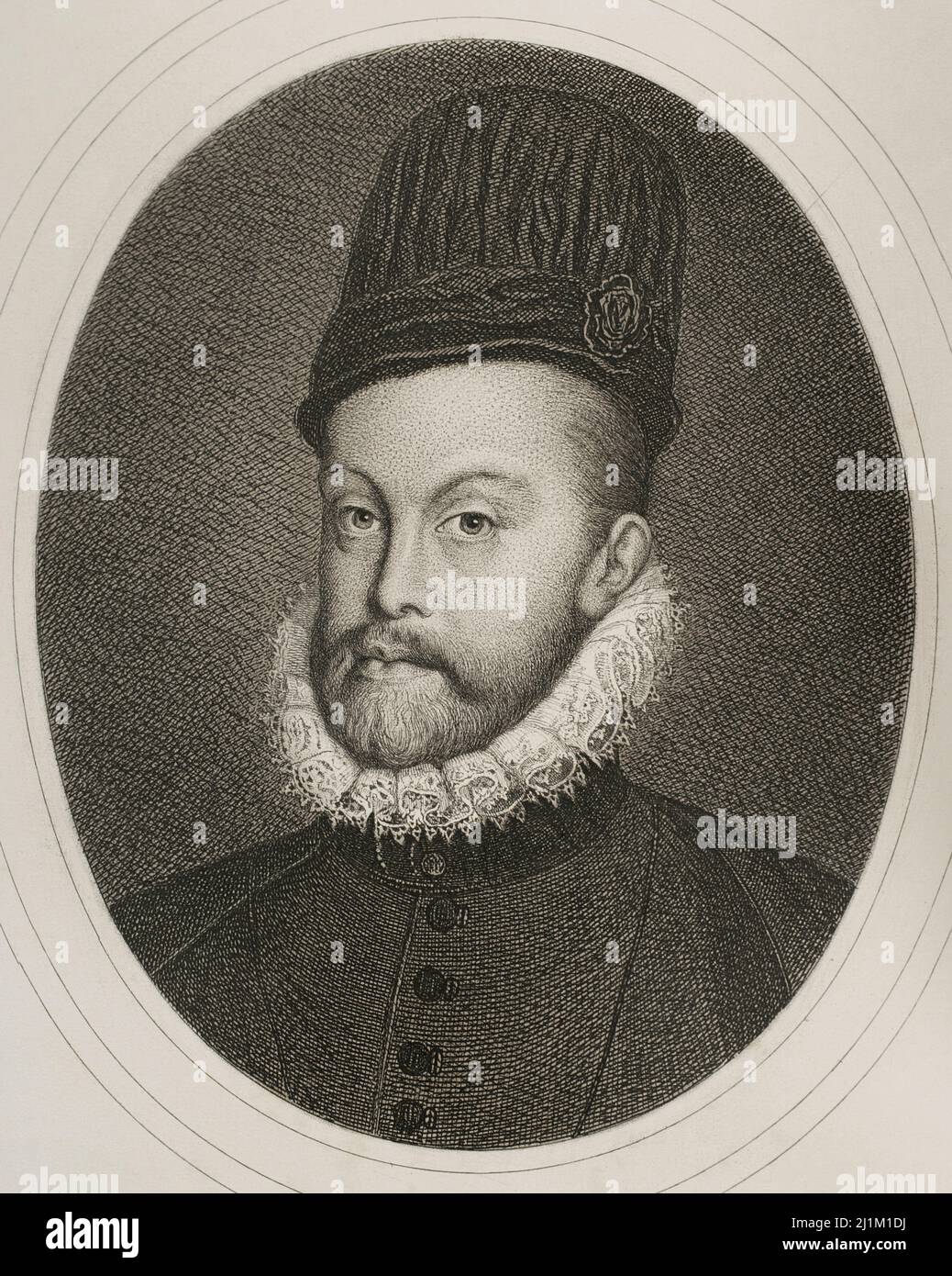 Philipp II. (1527-1598). König von Spanien (1556-1598). Sohn von Kaiser Karl V. und Isabella von Portugal. Hochformat. Gravur von Masson. Lithographie von Magín Pujadas. Historia General de España, von Modesto Lafuente. Band III Veröffentlicht in Barcelona, 1879. Stockfoto Philipp II. (1527-1598). König von Spanien (1556-1598). Sohn von Kaiser Karl V. und Isabella von Portugal. Hochformat. Gravur von Masson. Lithographie von Magín Pujadas. Historia General de España, von Modesto Lafuente. Band III Veröffentlicht in Barcelona, 1879. Stockfoto