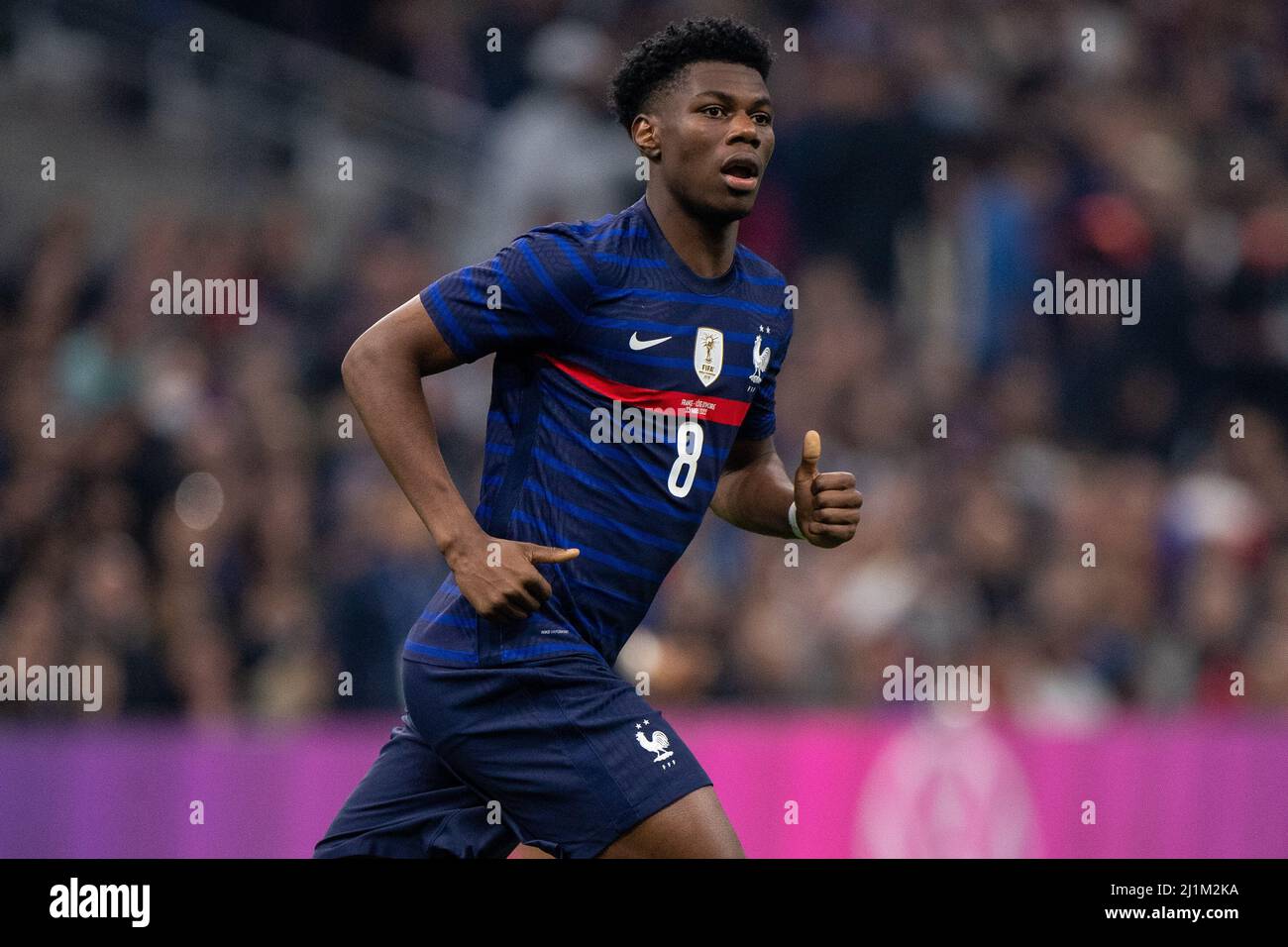 MARSEILLE, FRANKREICH - 25. MÄRZ: Aurelien Tchouameni aus Frankreich beim internationalen Freundschaftsspiel zwischen Frankreich und der Elfenbeinküste im Orange Velodrome Stockfoto