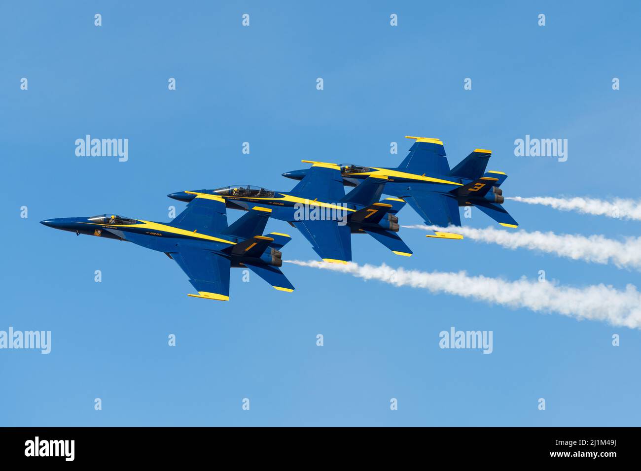 U.S. Navy Blue Angels El Centro Airshow Formation Fliegen Stockfoto