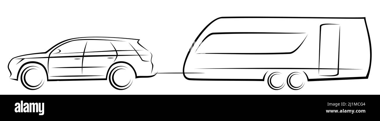 Vektor-Reise-Auto Mit Kampierendem Zubehör Vektor Abbildung