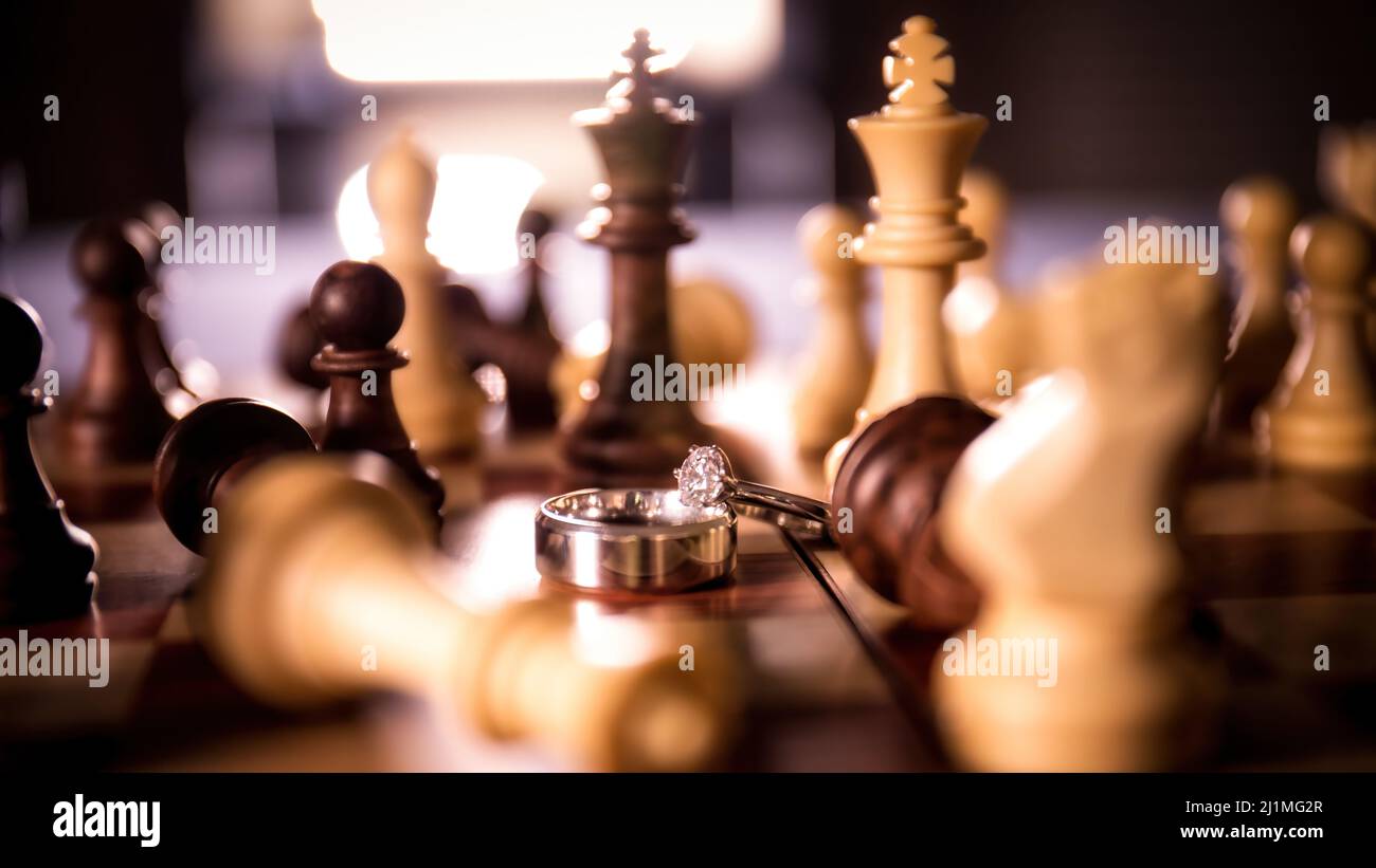 Liebhaber in einem Schachspiel Stockfoto