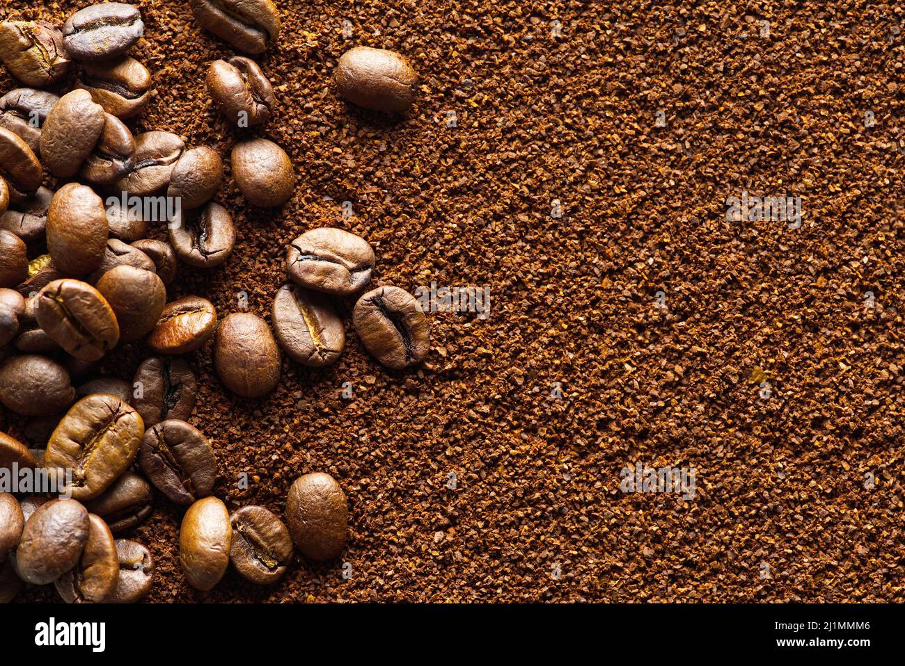 Kaffee mahlen Textur Hintergrund, Banner. Kaffeepulver abstrakten Hintergrund Stockfoto